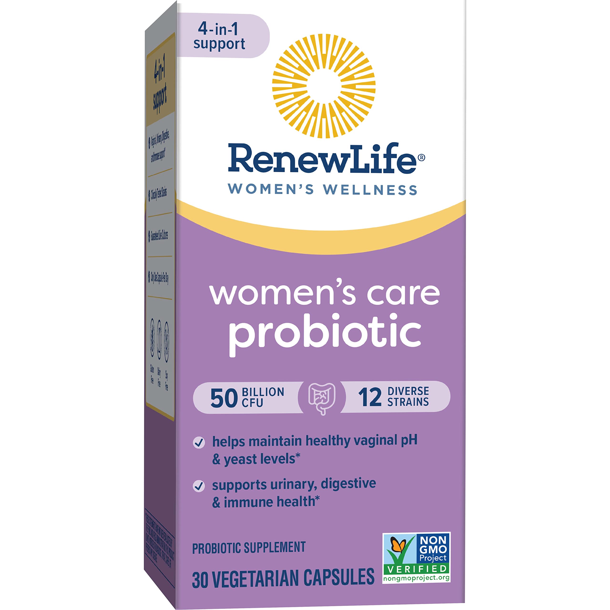 Renew Life Probiotics for Women, 50 Billion CFU Guaranteed, Probiotic Supplement for Digestive, Vaginal & Immune Health, Shelf Stable, Soy, Dairy & Gluten Free, 30 Capsules