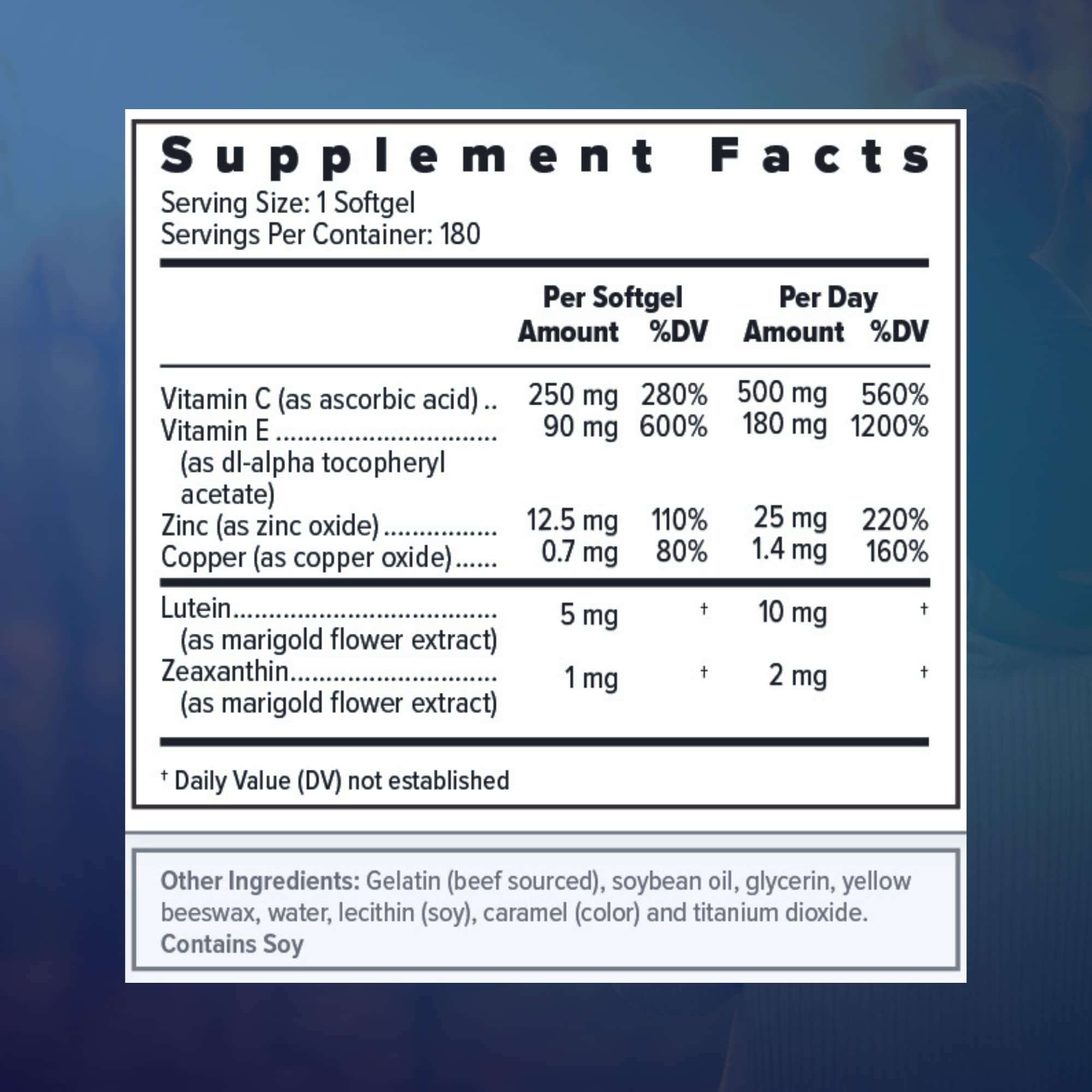 Focus Select AREDS2 Based Eye Vitamin-Mineral Supplement - AREDS2 Based Supplement for Eyes (180 ct. 90 Day Supply) - AREDS2 Based Low Zinc Formula - Eye Vision Supplement and Vitamin