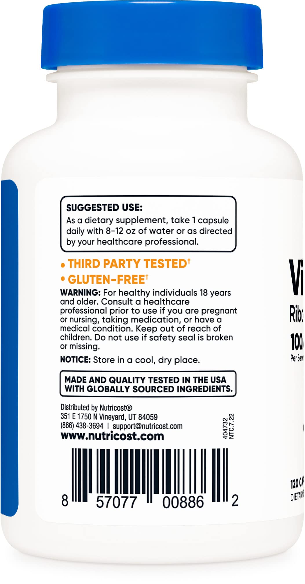 Nutricost Vitamin B2 (Riboflavin) 100mg, 120 Capsules - Gluten Free and Non-GMO