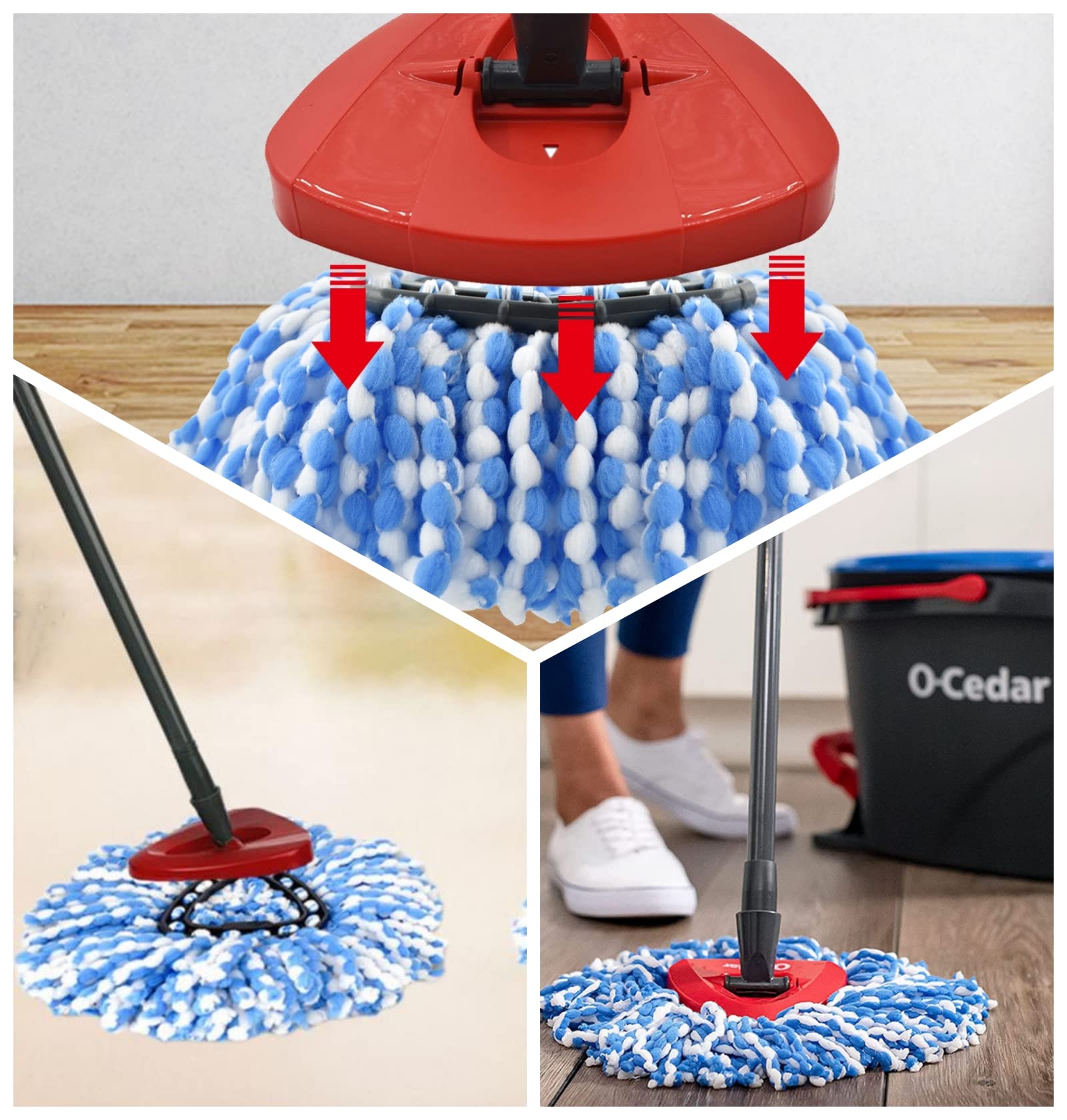 LONPECT 6 Pack Spin Mop Replacement Head, Suitable for Dual System Compatible Rotary Mops Only, Microfiber Mop Replacement Head for Floor Cleaning