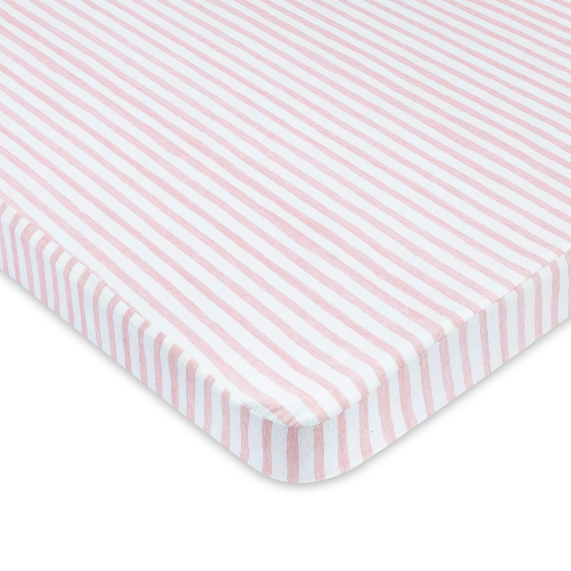 Ely's & Co. Patent Pending Waterproof Pack N Play/Mini Portable Crib Sheet with Mattress Pad Cover Protection I Mauve Pink Stripes and Splash by Ely's & Co.