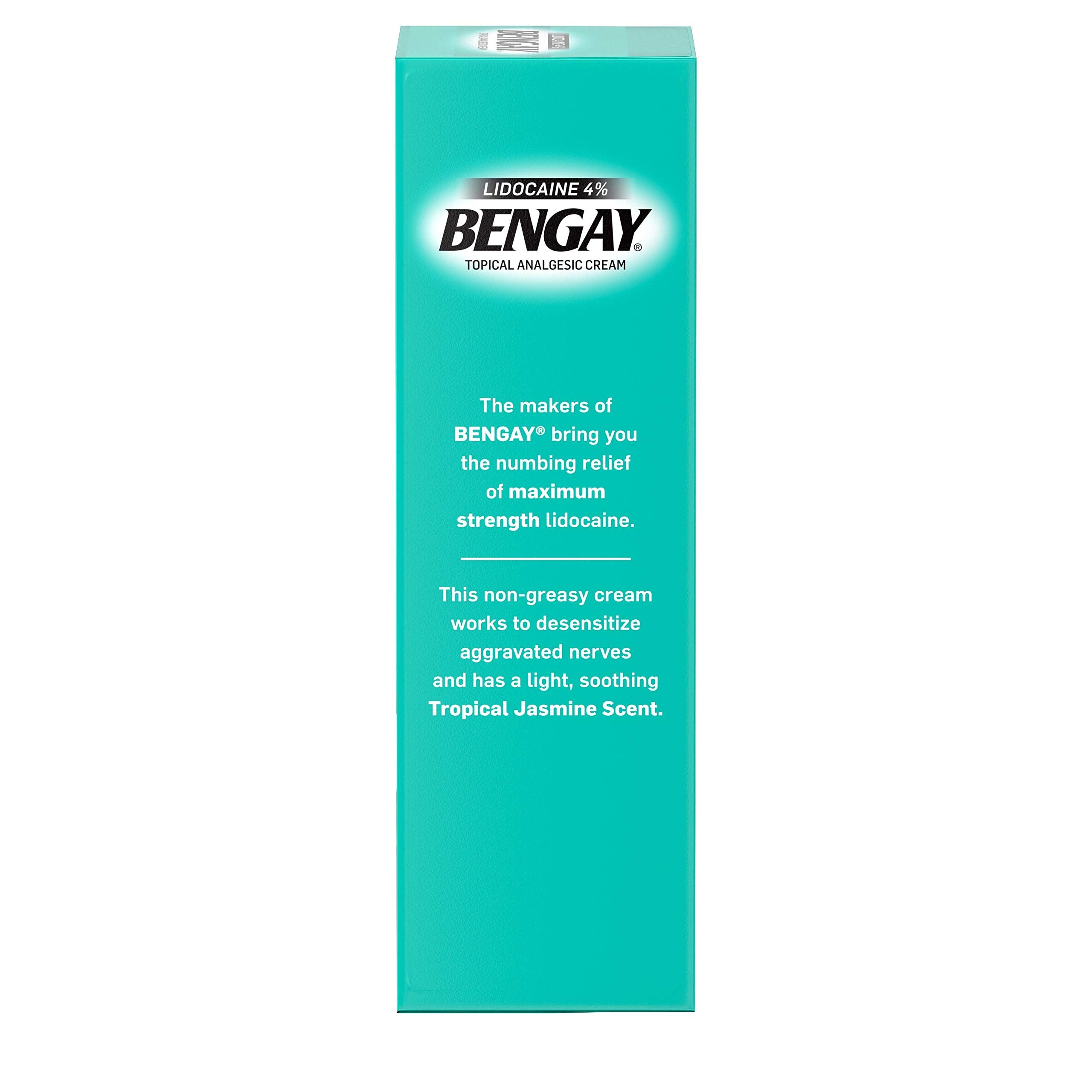 Bengay Pain Relieving Lidocaine Cream Topical Analgesic, Tropical Jasmine Scent, 3 oz