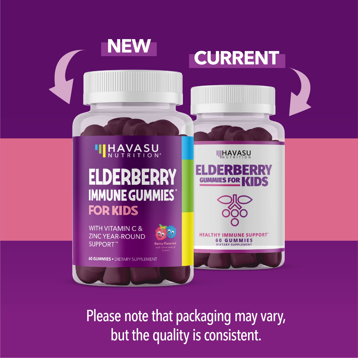 HAVASU NUTRITION Elderberry Gummies for Kids with Zinc & Vitamin C | Potent Herbal Supplement with Antioxidants to Support Immune Defense | Vegan Gummies