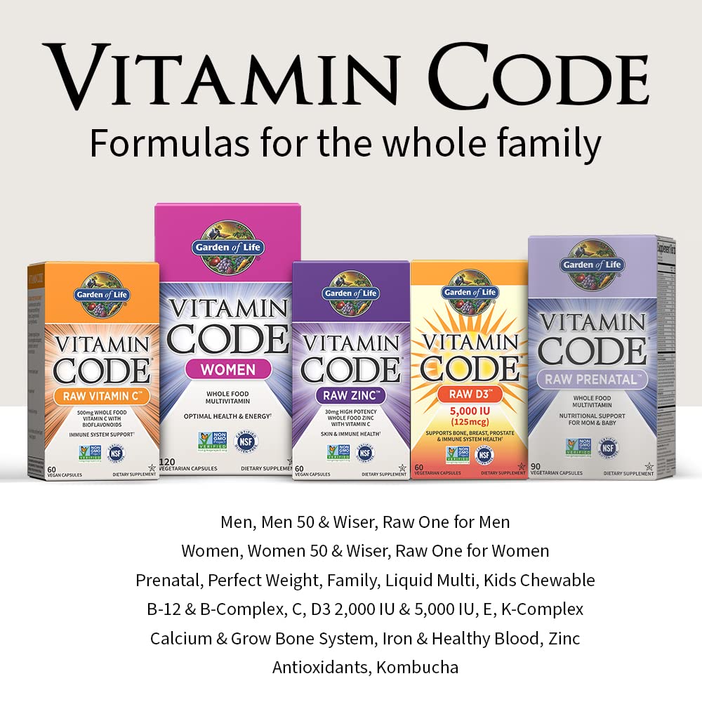 Garden of Life Multivitamin for Women, Men & Kids Age 6 and up, Vitamin Code Family Multi - 120 Vegetarian Capsules, Whole Food Vitamins, Food Blend & Probiotics, Gluten Free Dietary Supplements