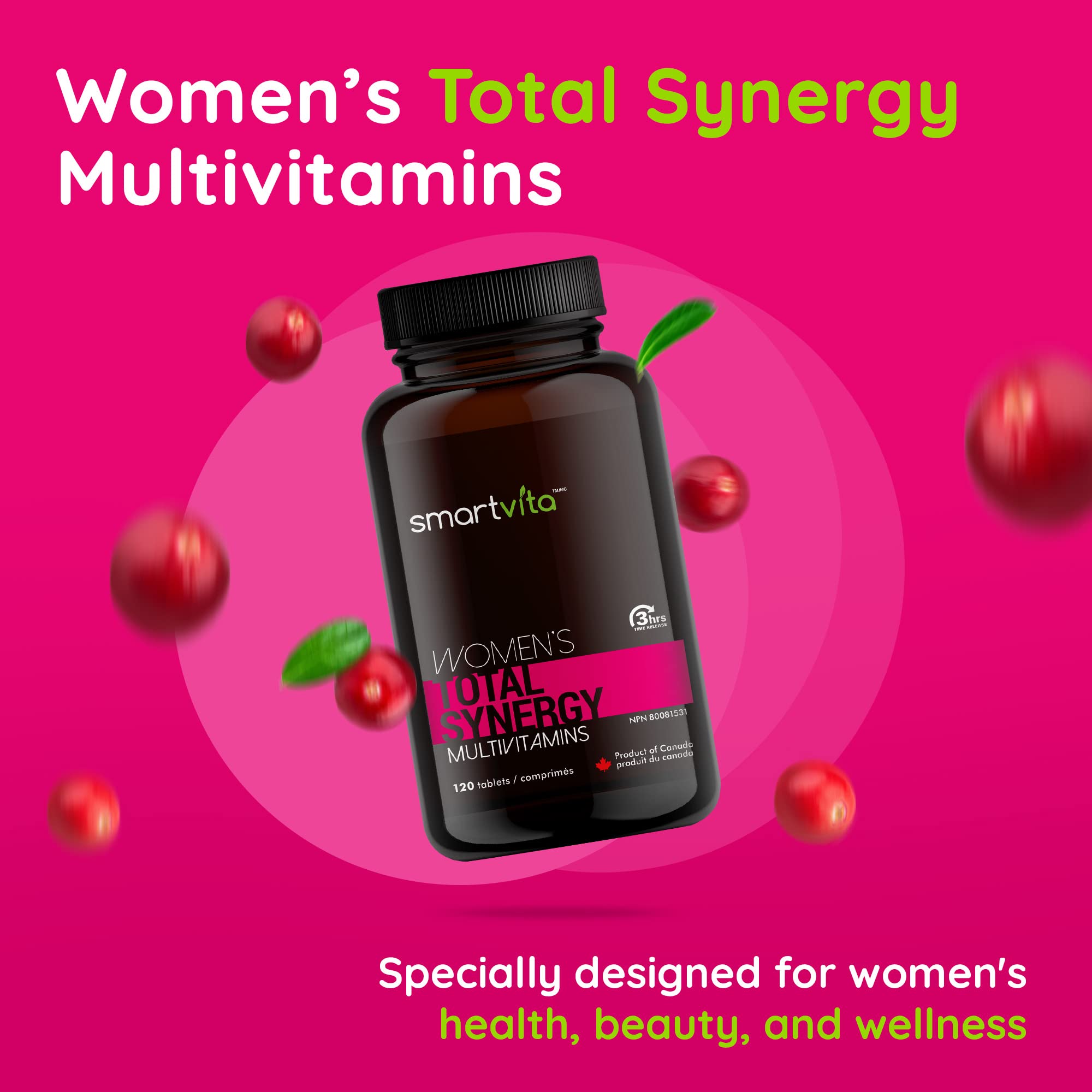 Smartvita - Women’s Multivitamins, Energy & Immune Booster, Womens Multivitamins for Wellness, Beauty Support, Hair Skin and Nails, Womens Vitamins with Smart Release Technology, 120 Tablets