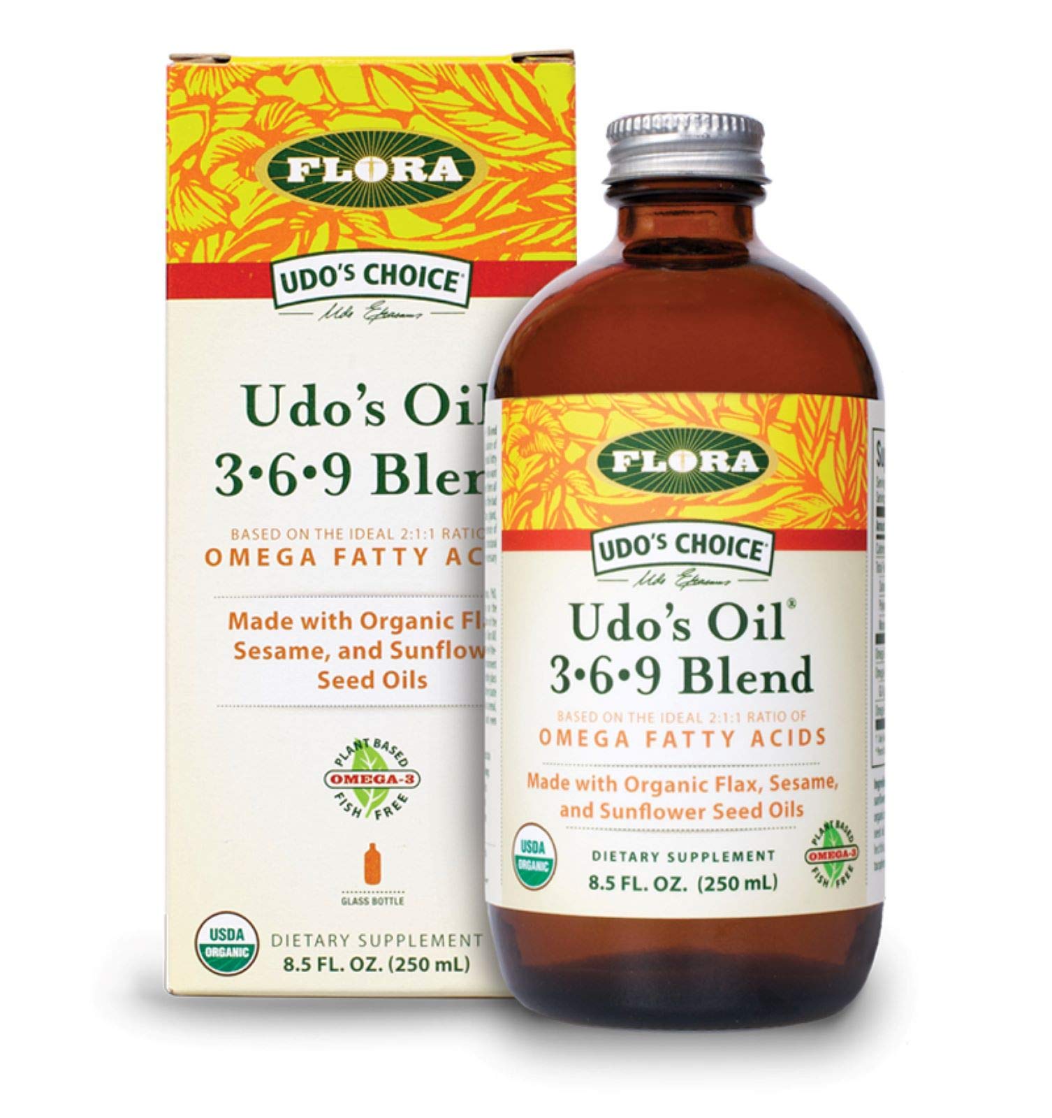 Udo's Oil Triple Omega 3-6-9 Blend 8.5oz - Non-GMO & Gluten Free - Organic Fatty Acid Supplement - Vegetarian/Vegan