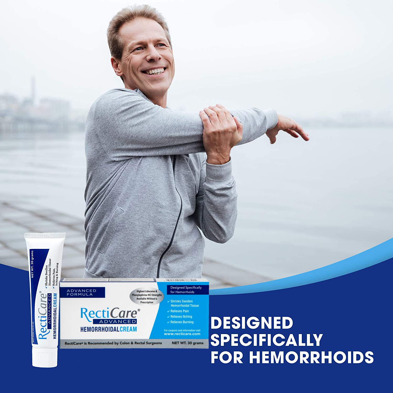 Recticare Advanced Hemorrhoidal Cream: Advanced Treatment to Shrink & Soothe Hemorrhoids - Itch, Pain, & Burn Relief - 30g Hemorrhoidal Cream with Lidocaine