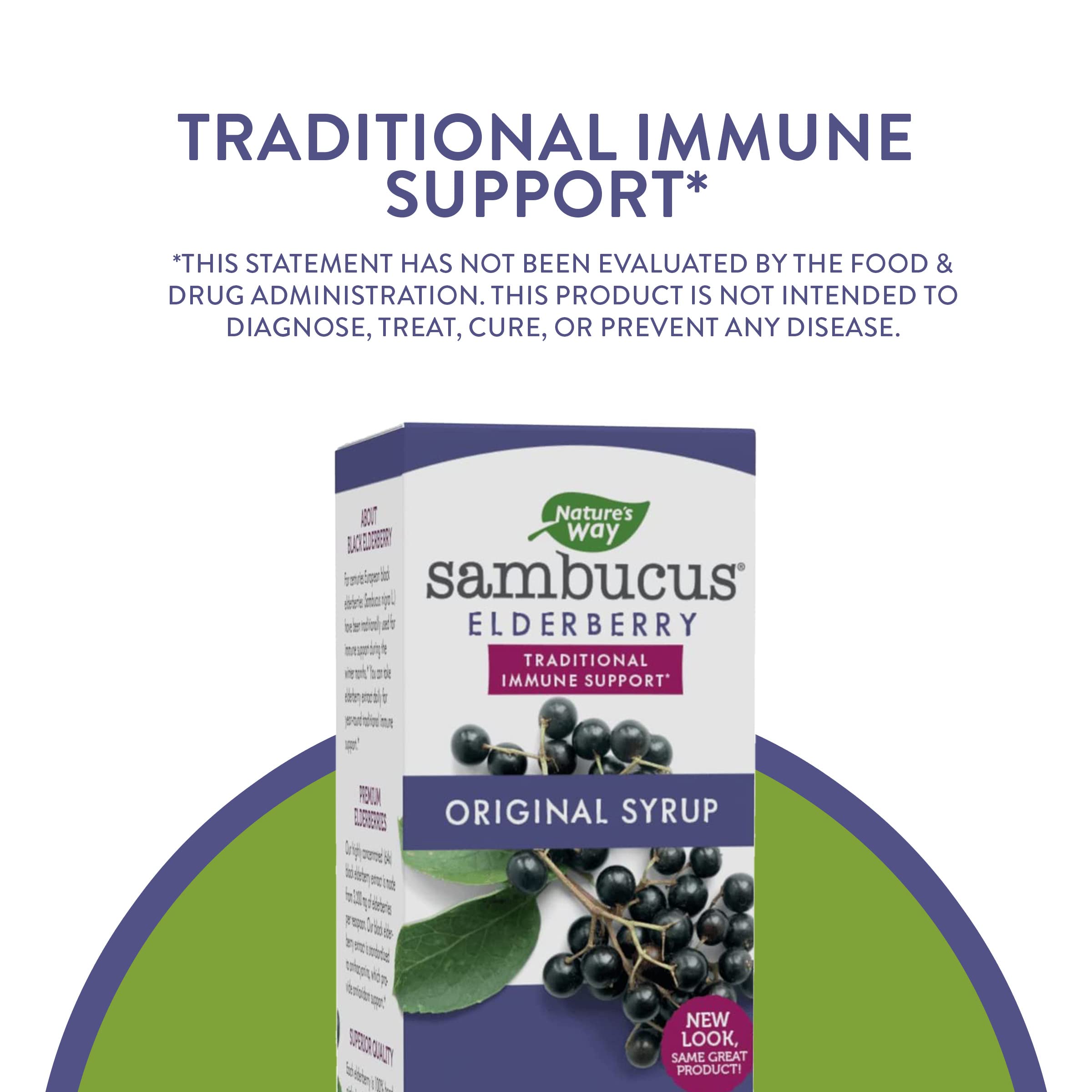 Nature’s Way Sambucus Original Elderberry Syrup, Black Elderberry Extract, Traditional Immune Support*, Delicious Berry Flavor, 8 Fl Oz.