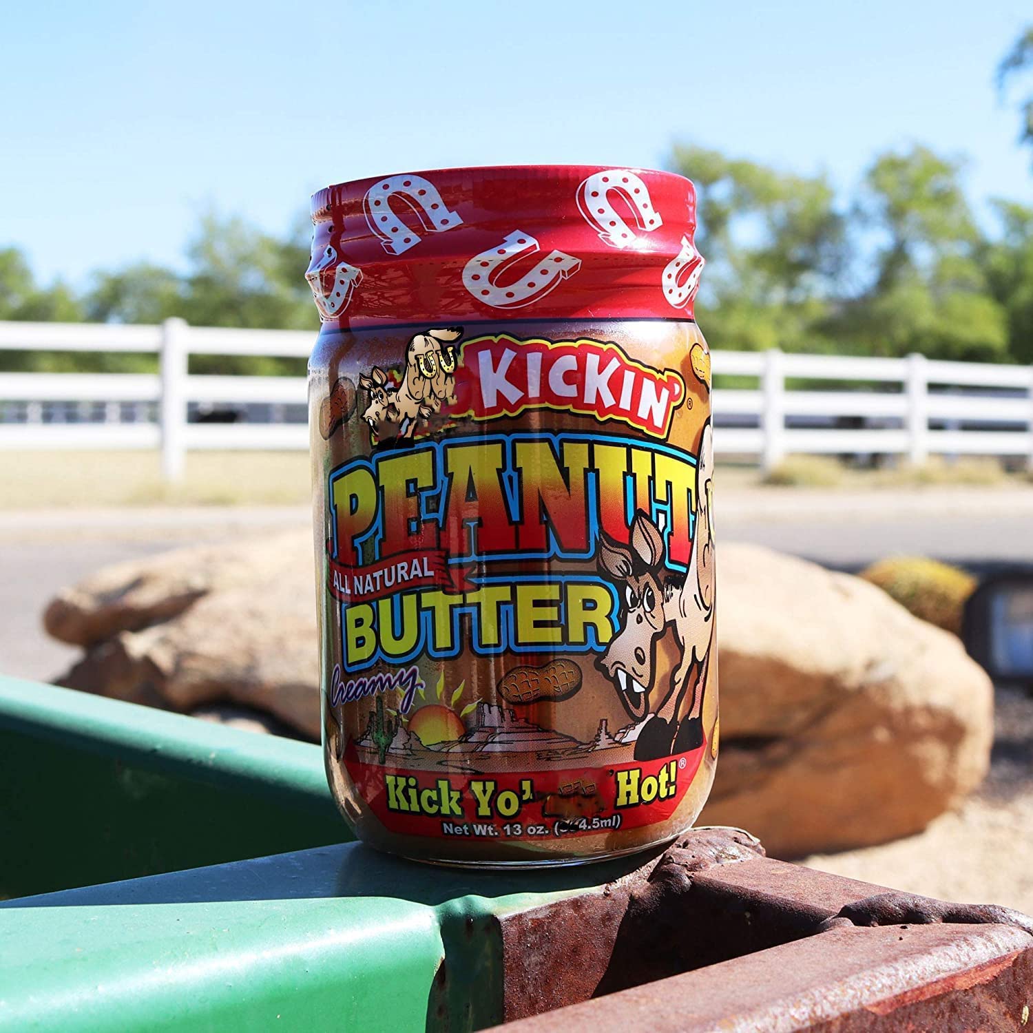 Kickin' Creamy Peanut Butter with Habanero Pepper - 13 Ounces - Premium Gourmet All Natural Spicy Peanut Butter - Perfect Snack Packed with Protein