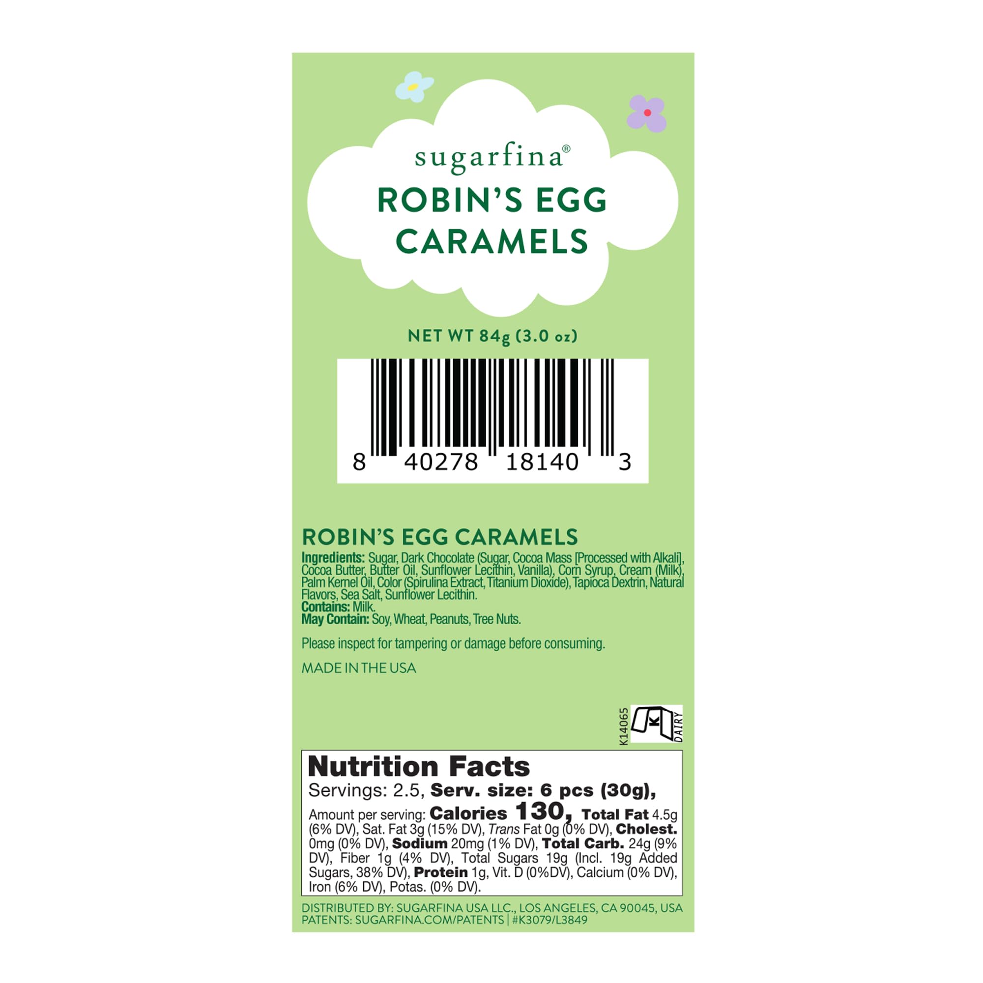 Sugarfina "Chick" Robin's Egg Caramels Candy Cube - Easter 2024 Collection, Pack of 3