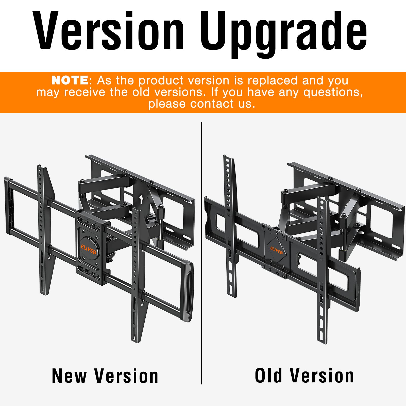 ELIVED TV Wall Mount for Most 37-82 Inch Flat Screen TVs, Swivel and Tilt Full Motion TV Mount Bracket with Articulating Dual Arms, Max VESA 600x400mm, 100 lbs. Loading, Fits 16" Wood Studs, YD3003