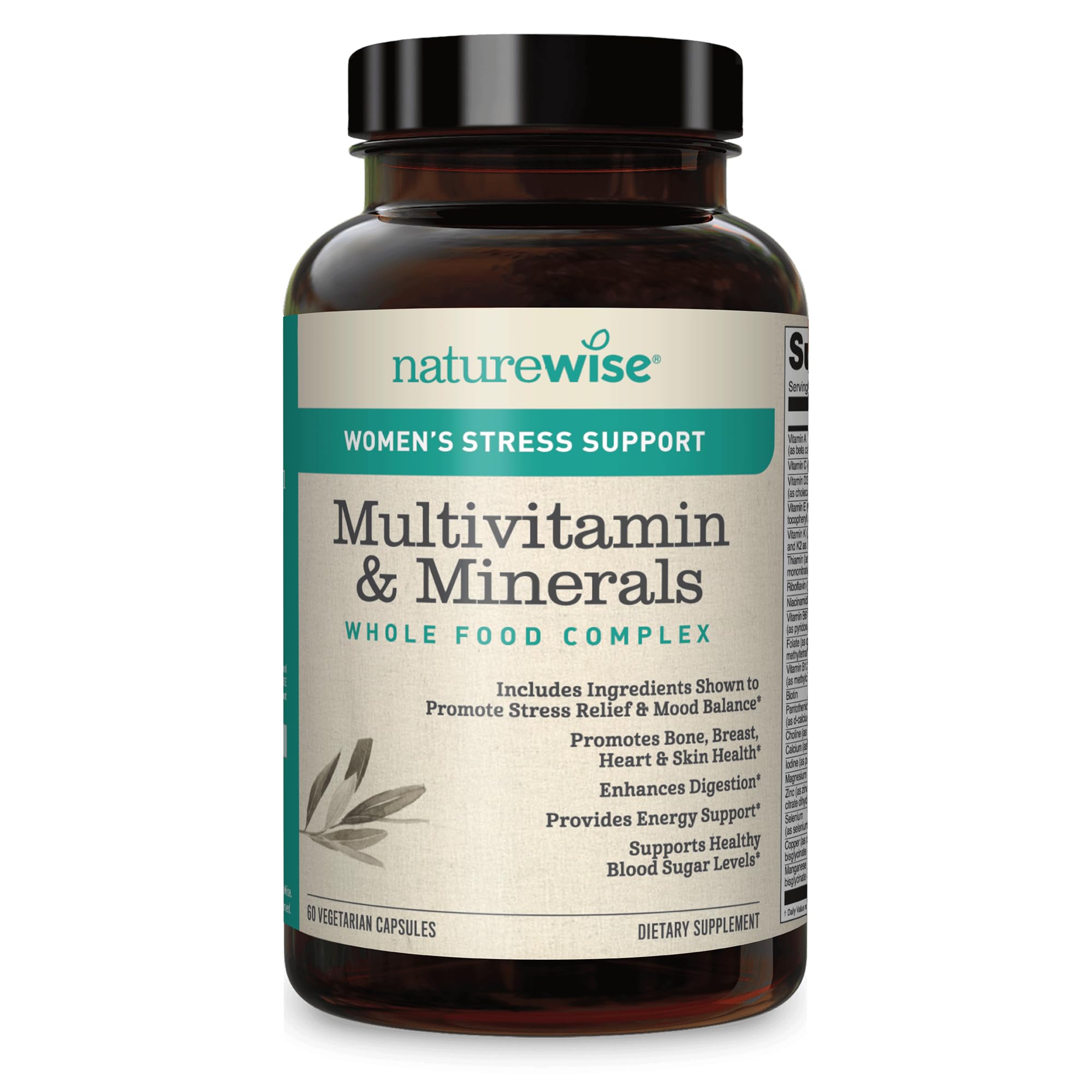 NatureWise Women’s Stress Support Multivitamin & Minerals Whole Food Complex with Sensoril Ashwagandha, Probiotics for Energy, Focus, Mood Balance (Packaging May Vary) (1 Month Supply – 60 Capsule)