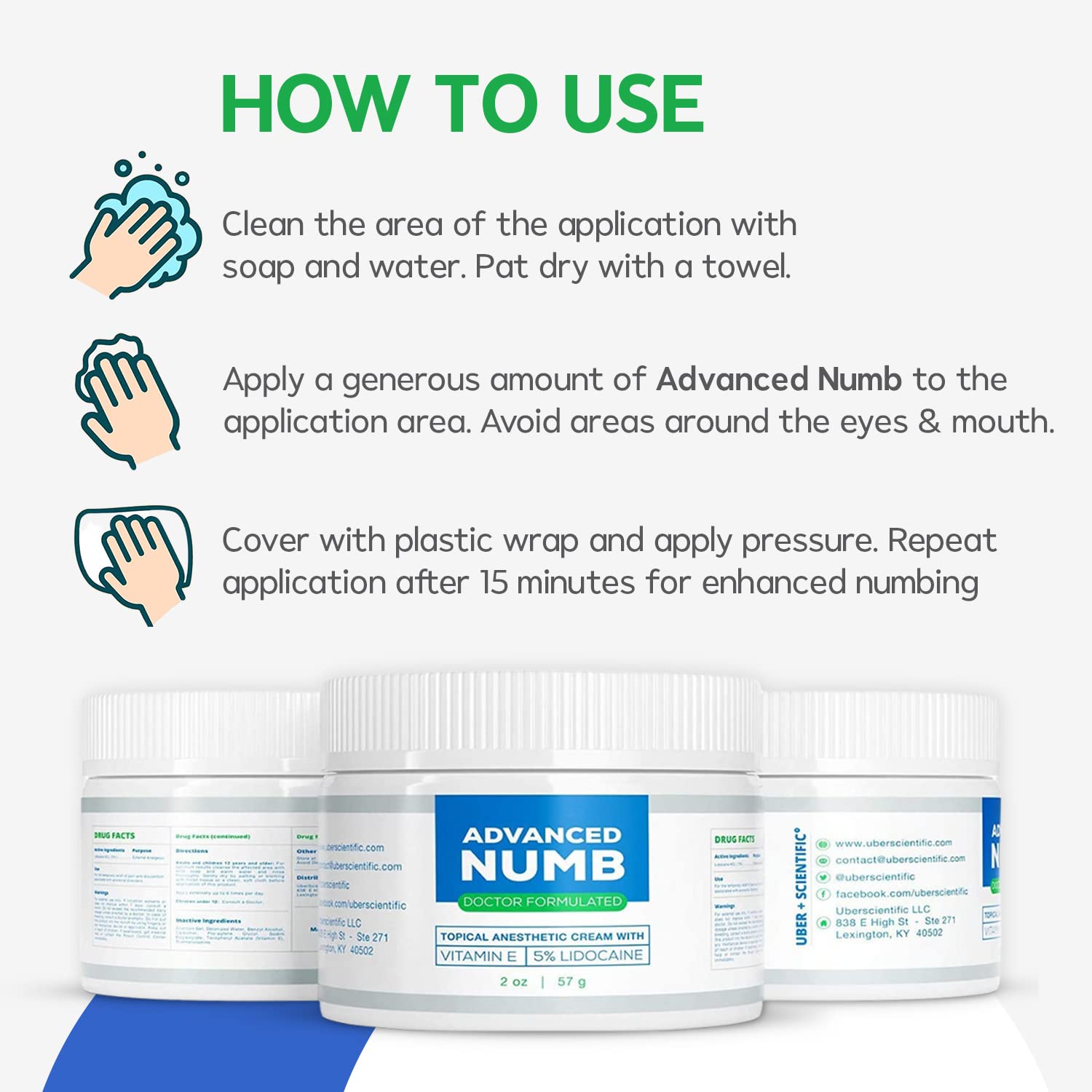 Advanced Numb (2 oz 5% Lidocaine Pain Relief Cream, Lidocaine Ointment, Numbing Cream, Made in USA