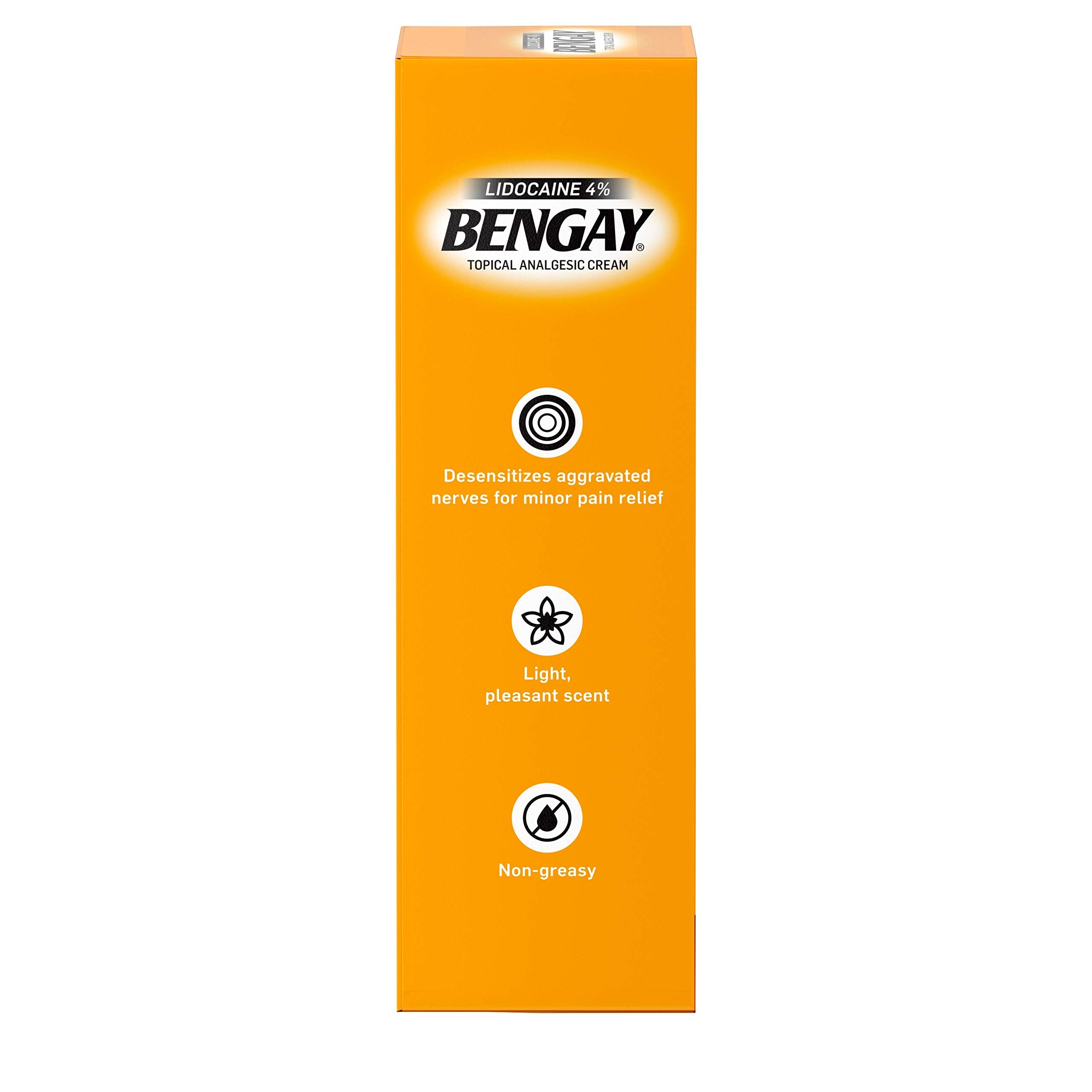 Bengay Pain Relieving Lidocaine Cream, Non-Greasy Topical Analgesic Cream with The Maximum Strength Numbing Relief of 4% Lidocaine HCl, Pleasant and Soothing Ginger Citrus Scent, 3 oz