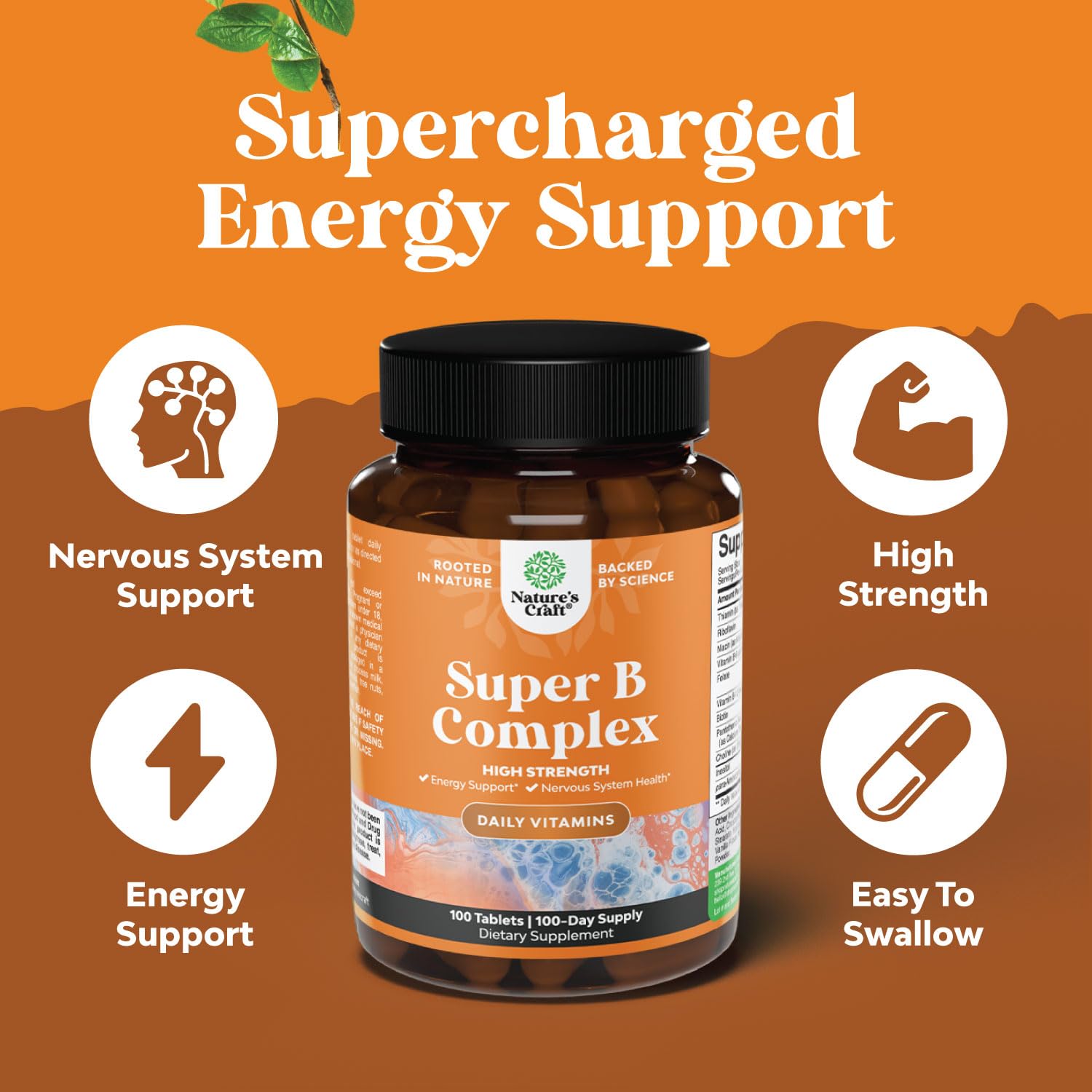 Vitamin B Complex Adult Multivitamin - Super B Complex Vitamins for Immune Support Mood Boost and Memory Supplement for Brain Support - Natural Energy Supplement with Active B Complex Vitamins