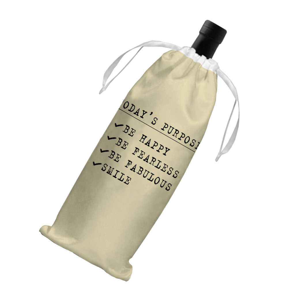 Today's Purpose Wine Tote Bag - Quote Wine Tote Bag - Graphic Wine Tote Bag