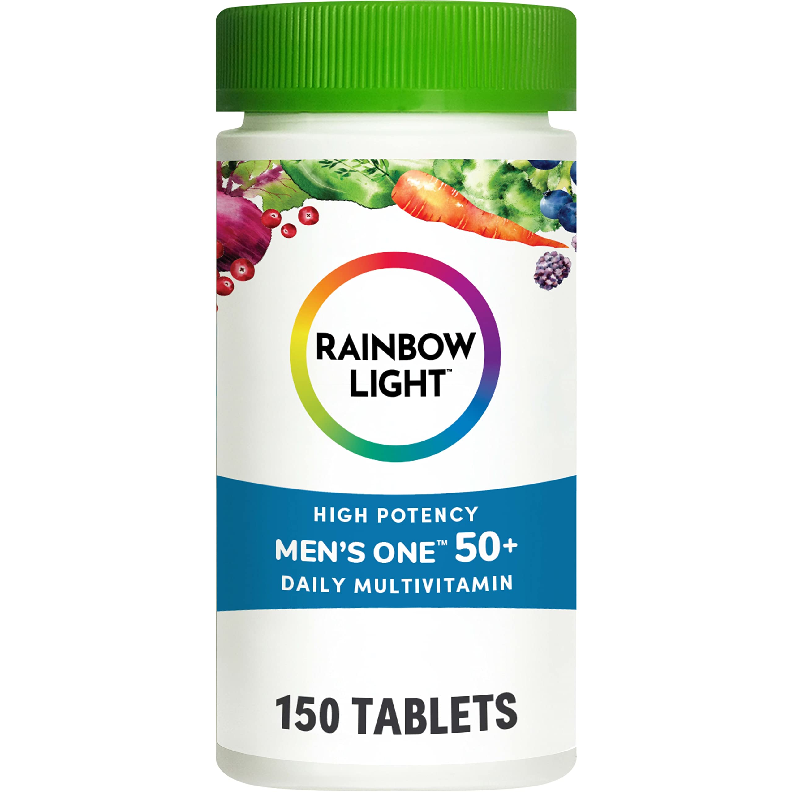 Rainbow Light Multivitamin for Men 50+, Vitamin C, D & Zinc, Probiotics, Men's One 50+ Multivitamin Provides High Potency Immune Support, Non-GMO, Vegetarian, 150 Tablets