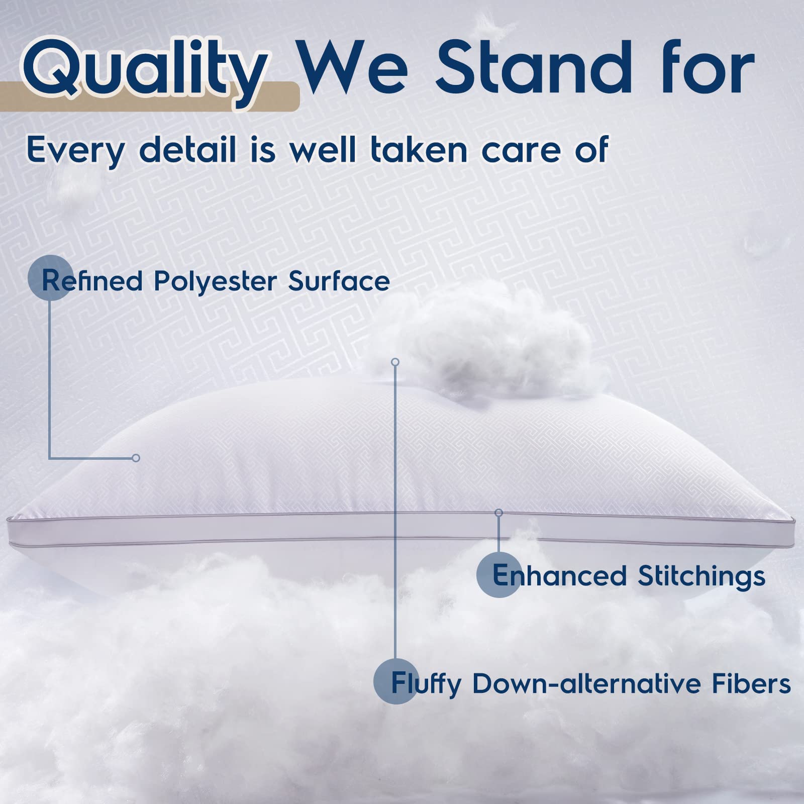 viewstar Pillows Queen Size Set of 2, Bed Pillows for Sleeping, Queen Pillows 2 Pack for Back, Stomach or Side Sleepers, Fluffy Pillows for Bed with Down Alternative, Machine Washable, 20" x 30"