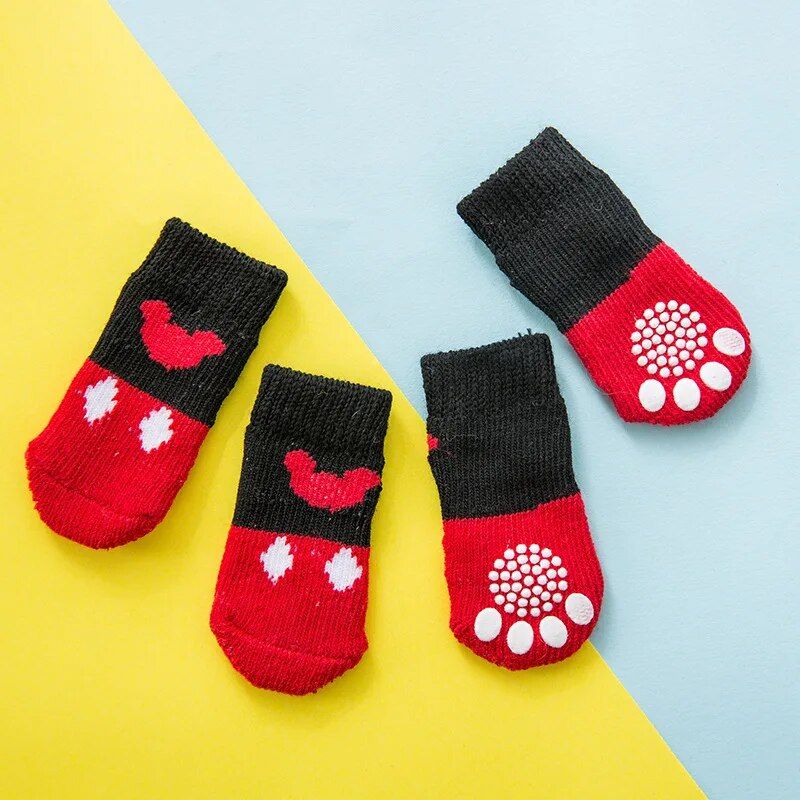 4Pcs Cute Pet Dog Socks