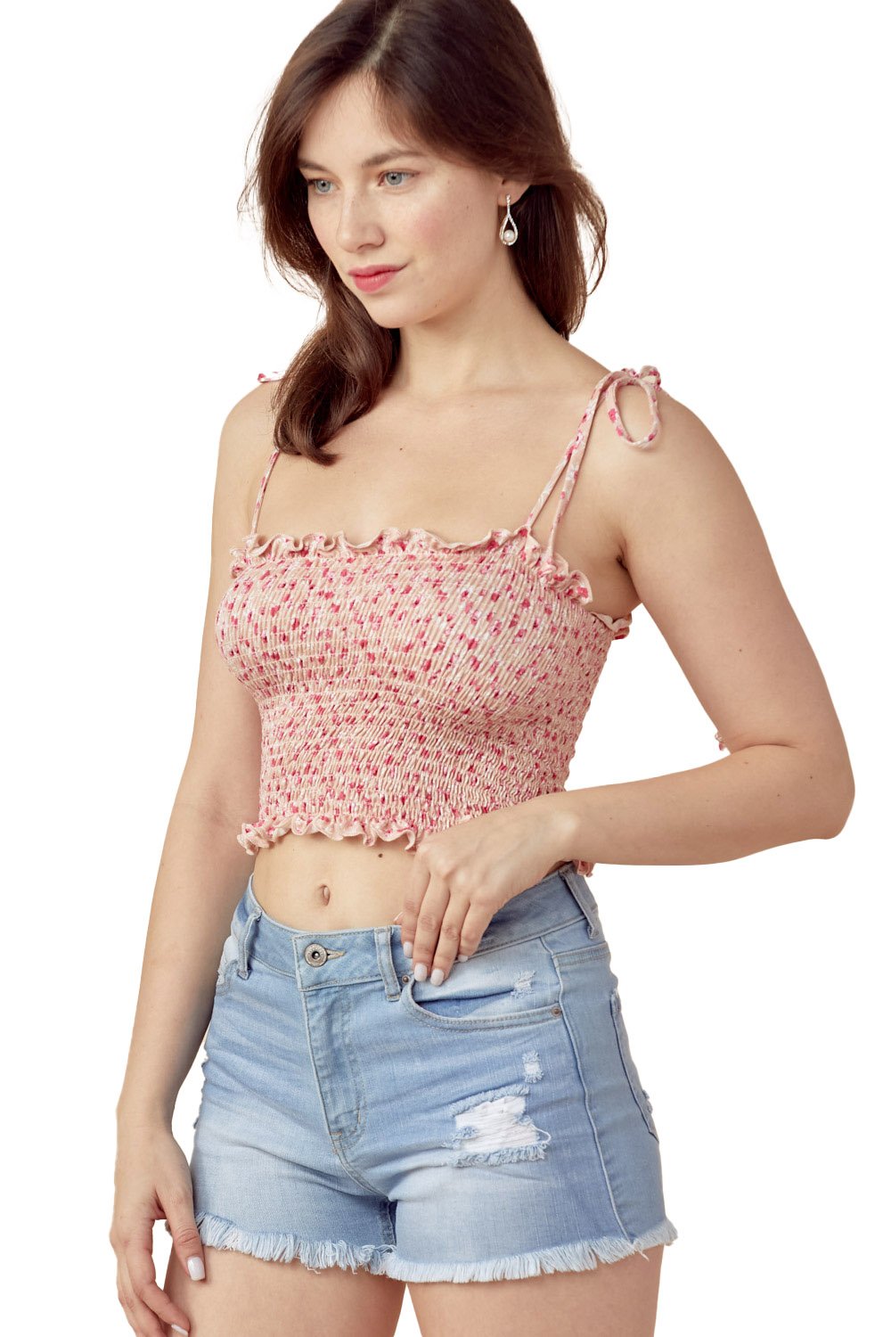 Tube Top Tie Shoulder Tube Smock Crop Top