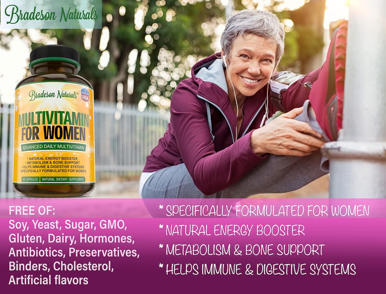 Women's Multivitamin Supplement. Vitamins A C D E & Vitamin B Complex. Immune & Female Support + Antioxidant & Natural Energizers. Non-GMO, Gluten Free, Made in the USA,60 Caps