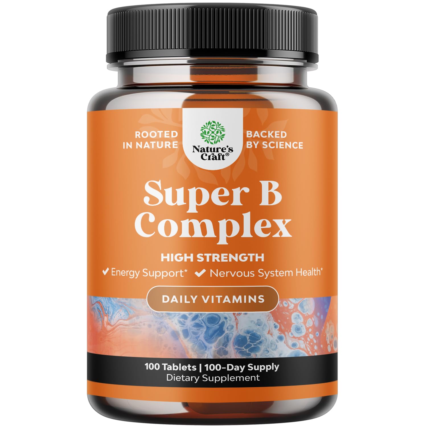 Vitamin B Complex Adult Multivitamin - Super B Complex Vitamins for Immune Support Mood Boost and Memory Supplement for Brain Support - Natural Energy Supplement with Active B Complex Vitamins