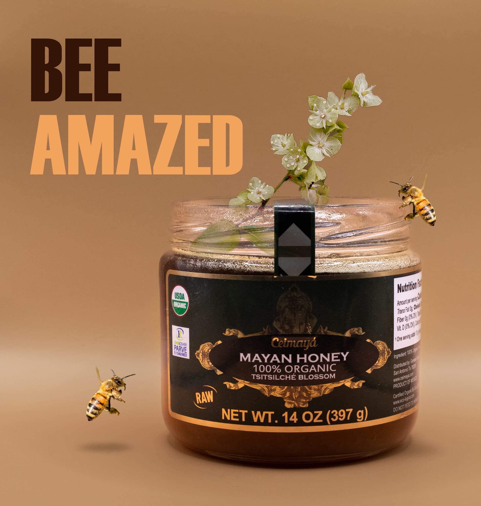 Ceimayá | Mayan Honey, Tsitsilche blossom, pure raw honey, 100% Organic & Kosher | 14 oz