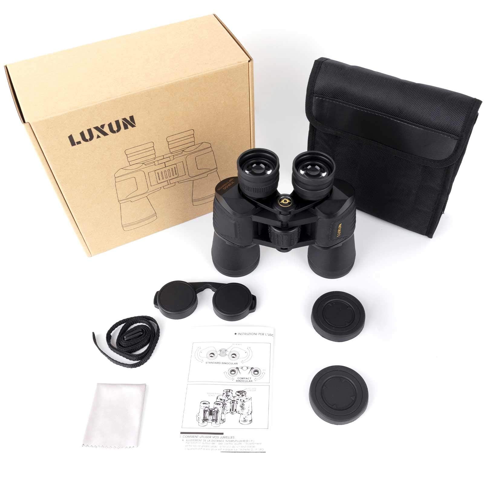 LUXUN 10x50 Binoculars for Adults, HD Compact Binocular with Low Light Night Vision, Powerful Waterproof Binoculars for Hunting Bird Watching and Concerts