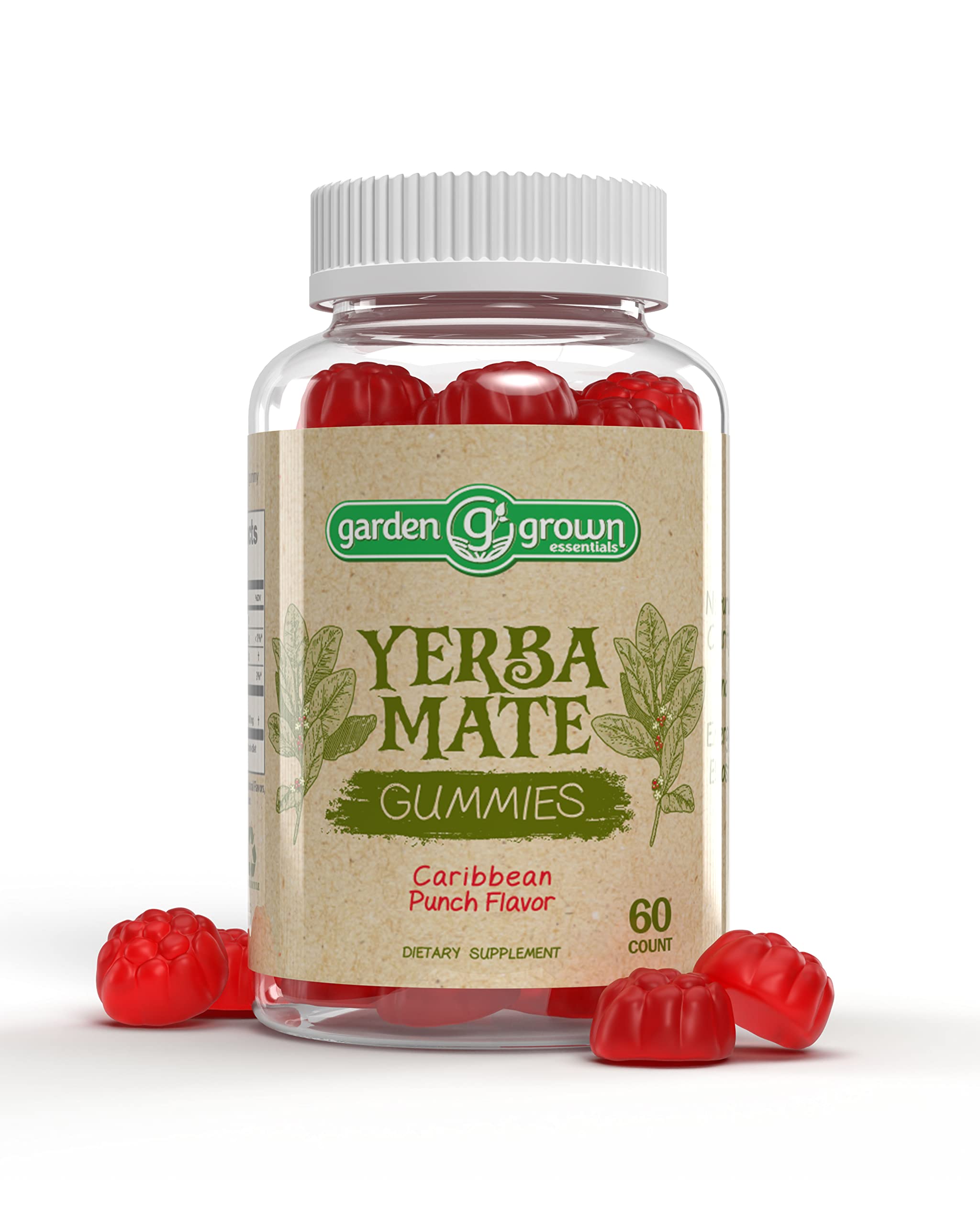 Yerba Mate Gummies - 1000 MG Per Serving 60,000 MG High Potency - Tastier, More Effective Way To Achieve Benefits of Yerba Mate - All Natural Energy and Clarity Boosting Gummy Supplement - Made in the USA (60 Count - Carribean Punch Flavor)