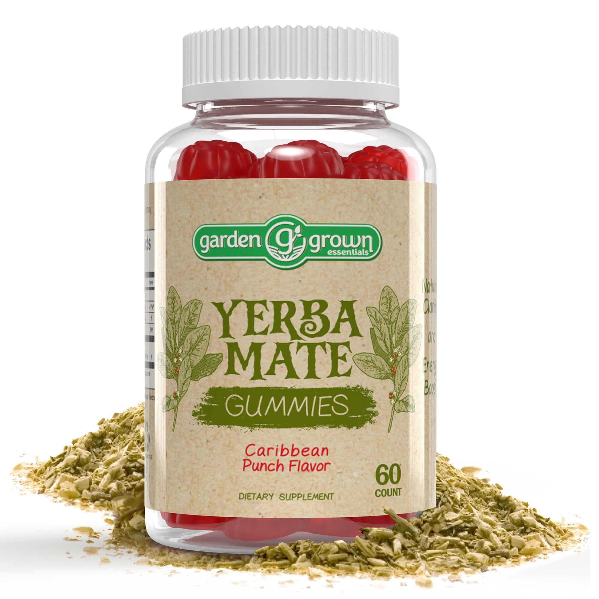 Yerba Mate Gummies - 1000 MG Per Serving 60,000 MG High Potency - Tastier, More Effective Way To Achieve Benefits of Yerba Mate - All Natural Energy and Clarity Boosting Gummy Supplement - Made in the USA (60 Count - Carribean Punch Flavor)