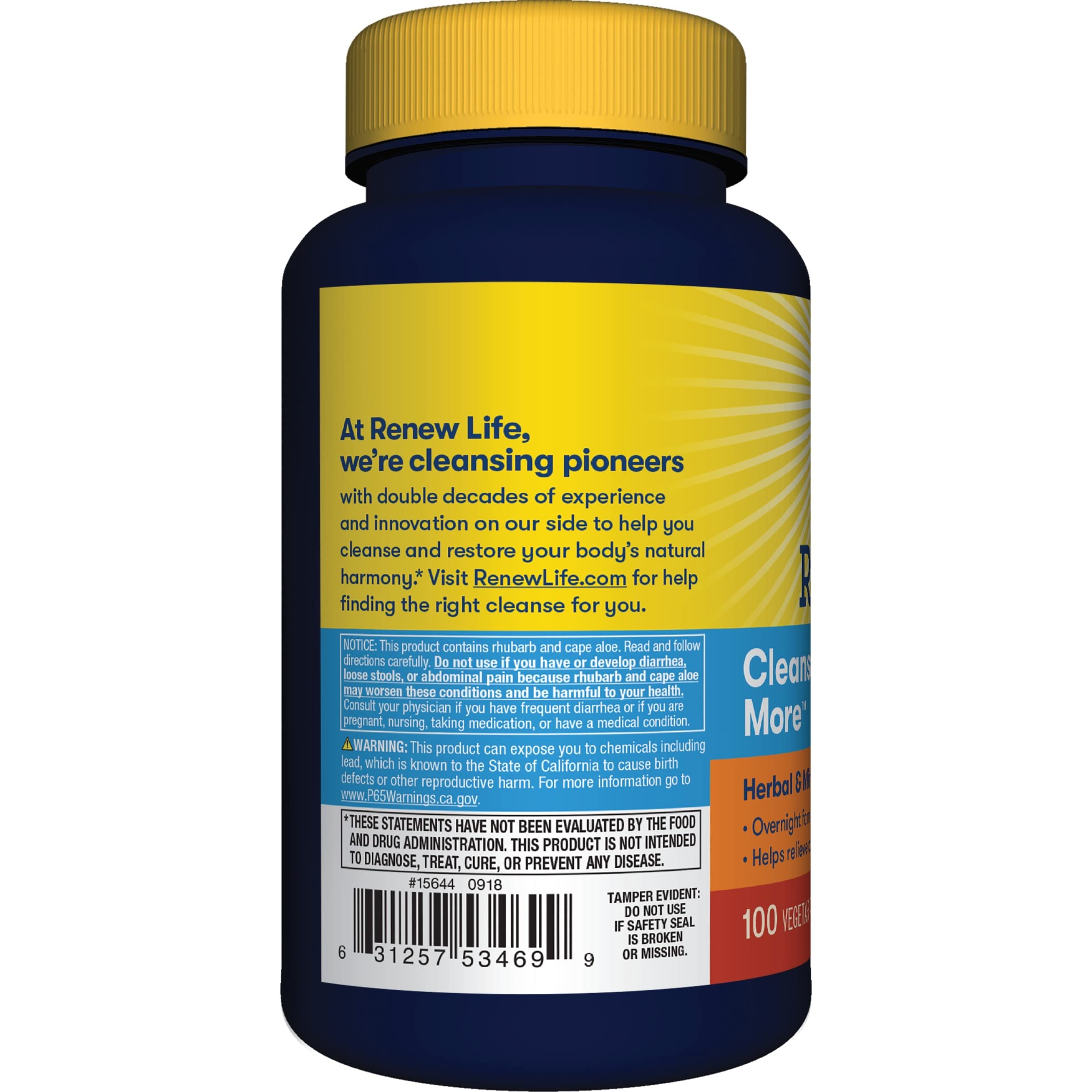 Renew Life Detox Cleanse More, Reduces Bloating & Restores Regularity, Overnight Constipation Relief, Soy, Dairy & Gluten Free, 100 Capsules