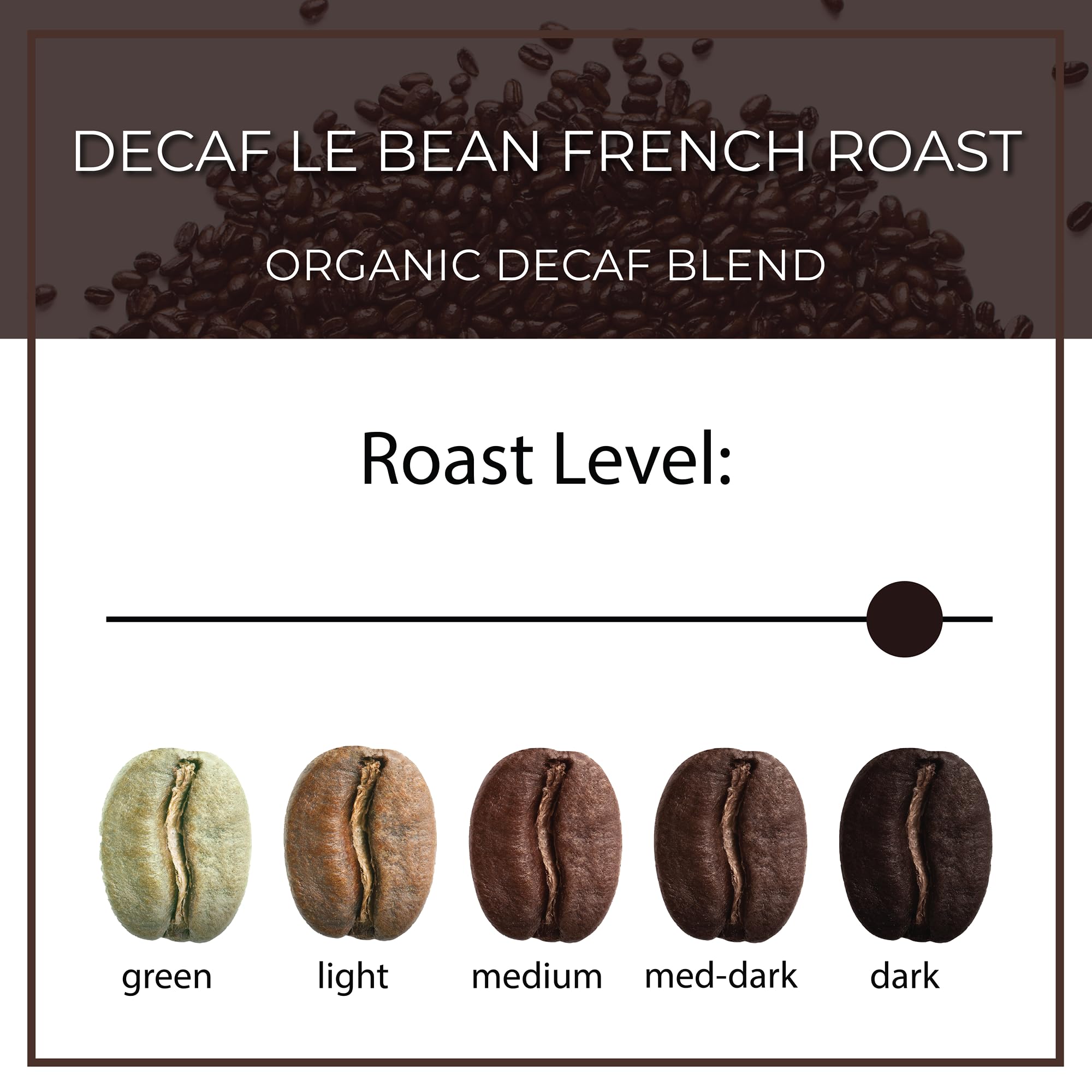 The Bean Organic Coffee Company Water Processed DECAF Le Bean, Dark French Roast, Whole Bean Coffee, 16-Ounce Bag