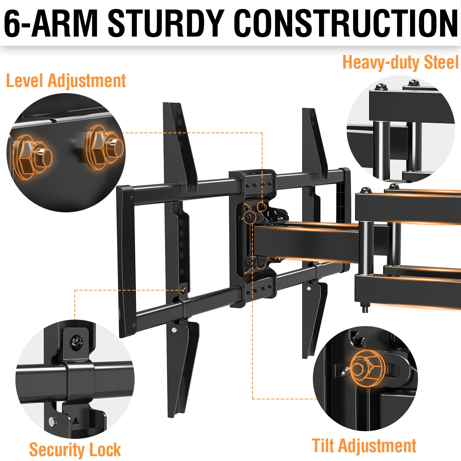 ELIVED TV Wall Mount for Most 37-82 Inch Flat Screen TVs, Swivel and Tilt Full Motion TV Mount Bracket with Articulating Dual Arms, Max VESA 600x400mm, 100 lbs. Loading, Fits 16" Wood Studs, YD3003