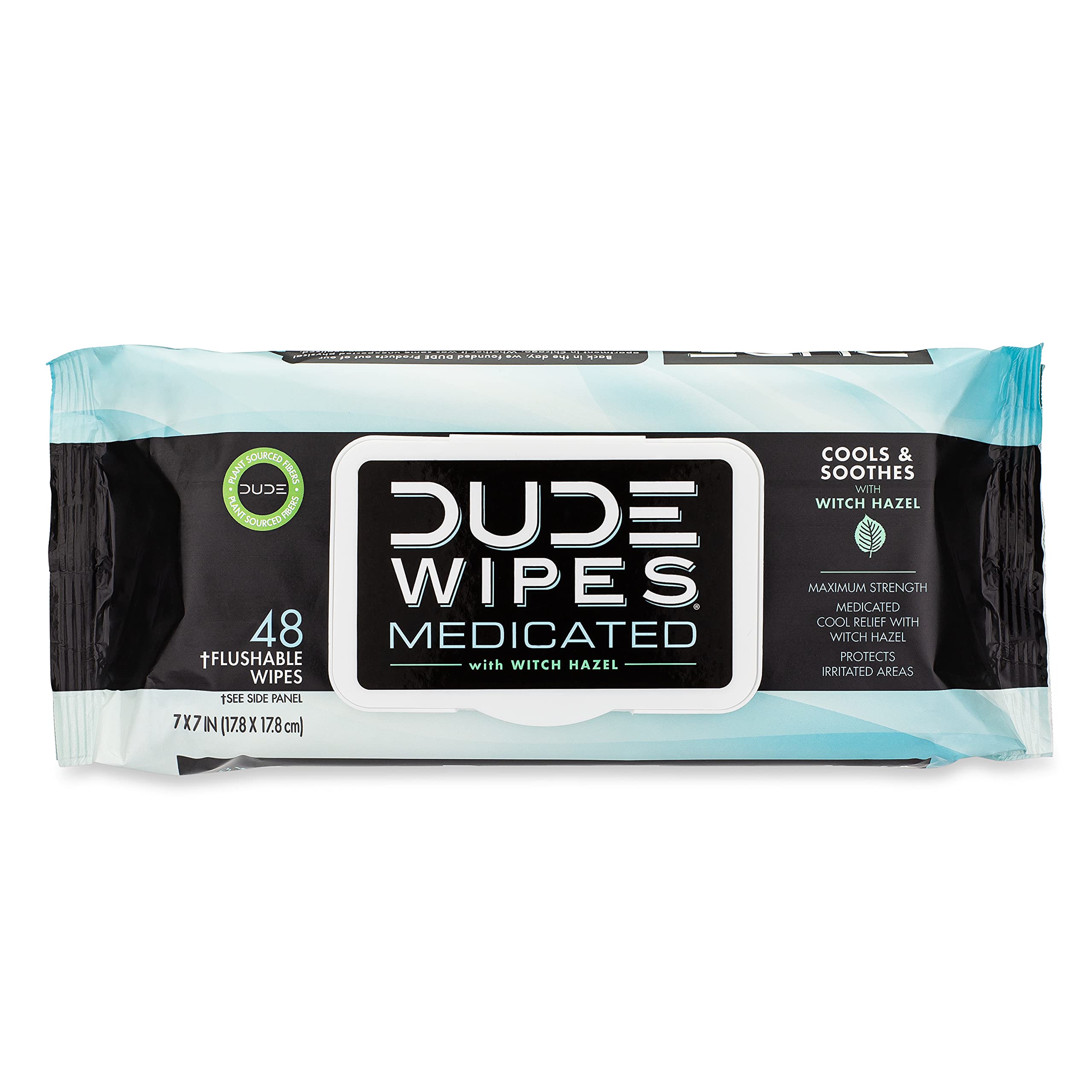 DUDE Wipes Medicated Flushable Wipes - 3 Pack, 144 Wipes - Unscented Extra-Large Wipes with Maximum Strength Medicated Witch Hazel - Septic and Sewer Safe Medicated Wipes