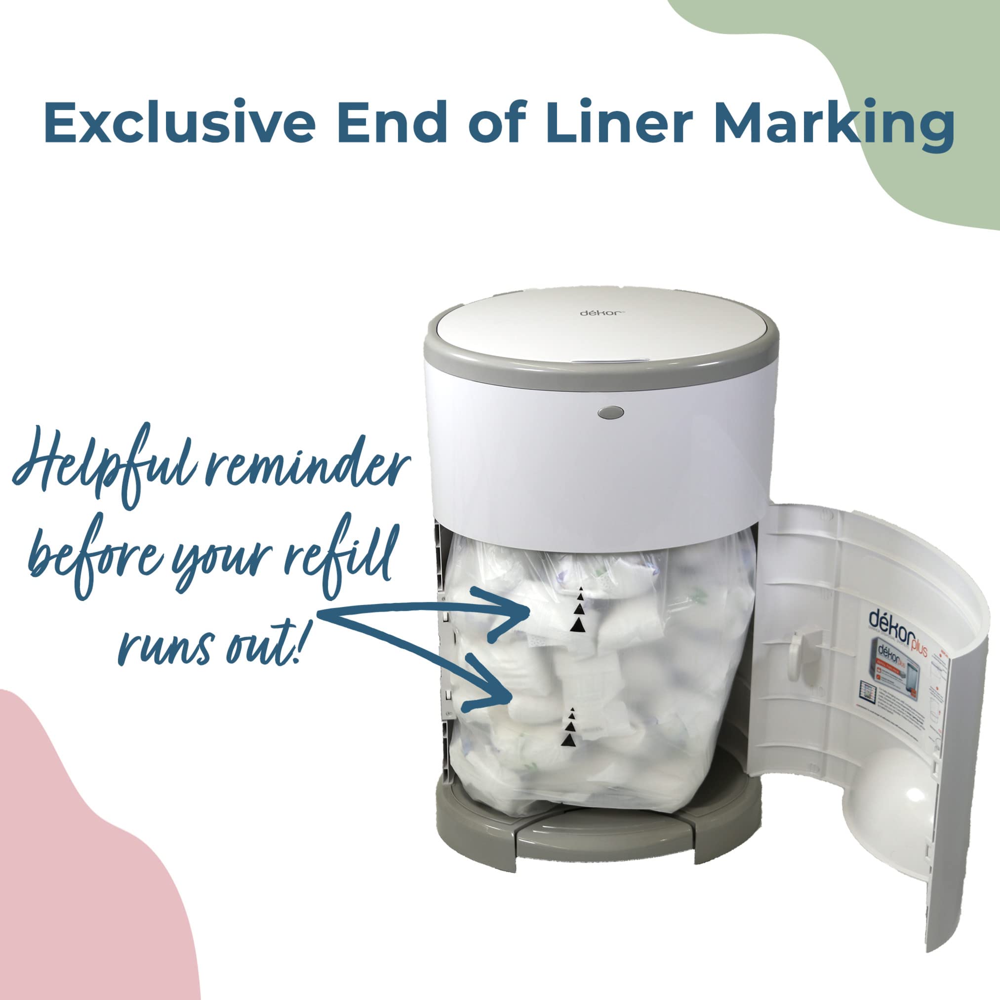 Dekor Classic Hands-Free Diaper Pail | White | Easiest to Use | Just Step – Drop – Done | Doesn’t Absorb Odors | 20 Second Bag Change | Most Economical Refill System