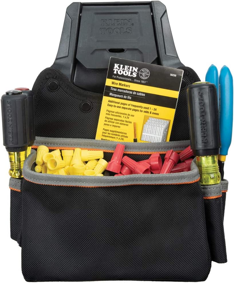 Klein Tools 55913 Tool Pouch, Tradesman Pro Modular Parts Pouch with Belt Clip works with Klein Click Lock Modular Wall Rack and Tool Belts