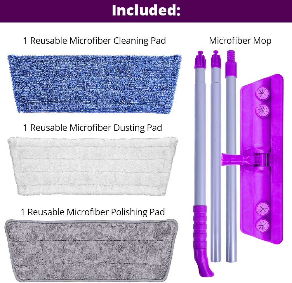 Rejuvenate Microfiber Mop with 3 Reusable Microfiber Pads