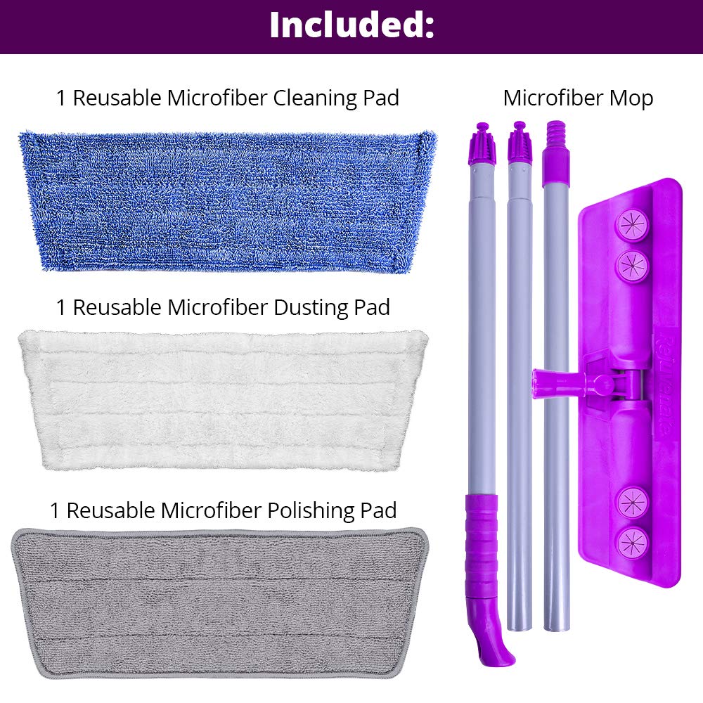 Rejuvenate Microfiber Mop with 3 Reusable Microfiber Pads