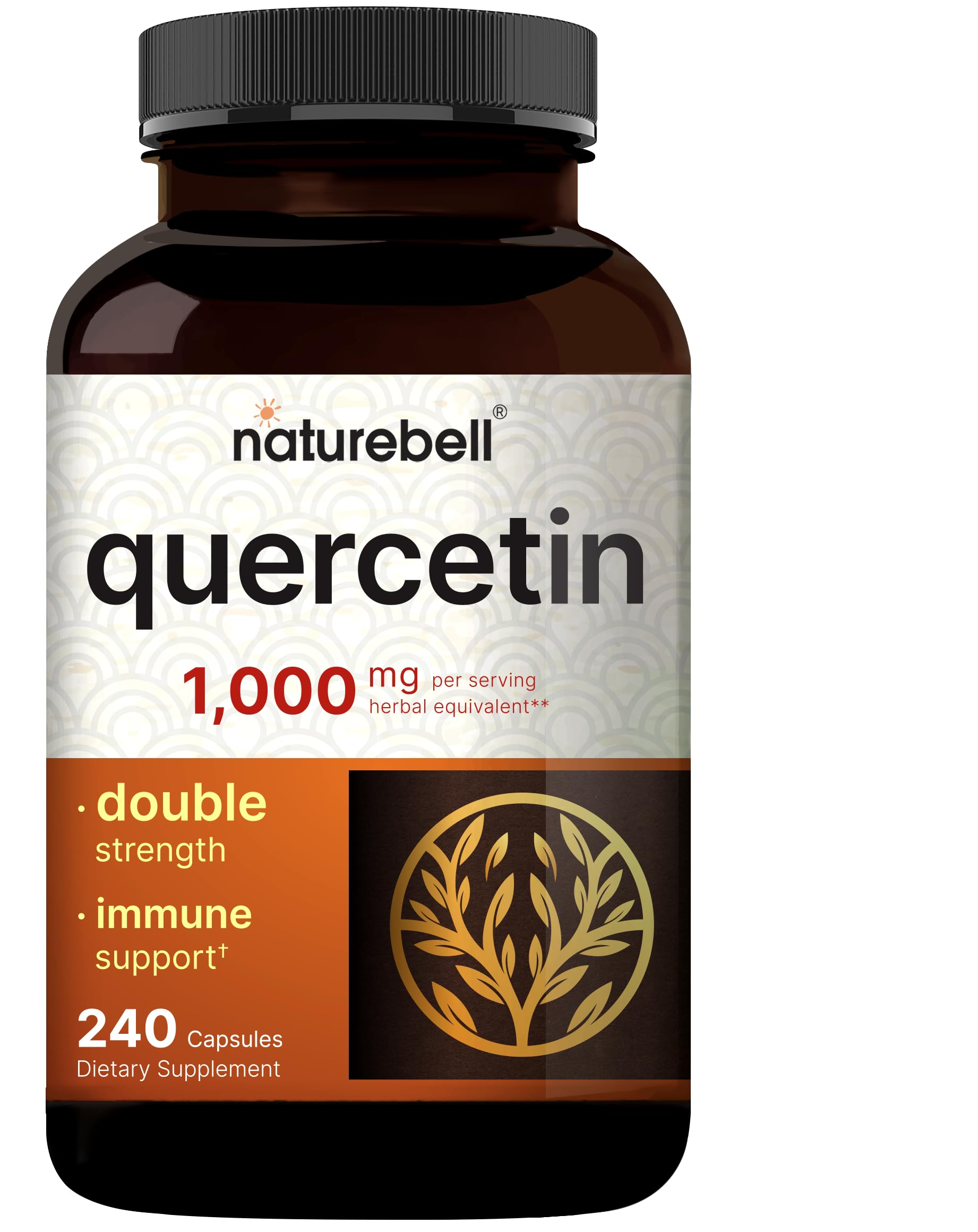 NatureBell Quercetin 1000mg Per Serving | 240 Capsules, Ultra Strength Quercetin Supplement | Bioflavonoids for Healthy Immune Support, Third Party Tested, Non-GMO & No Gluten