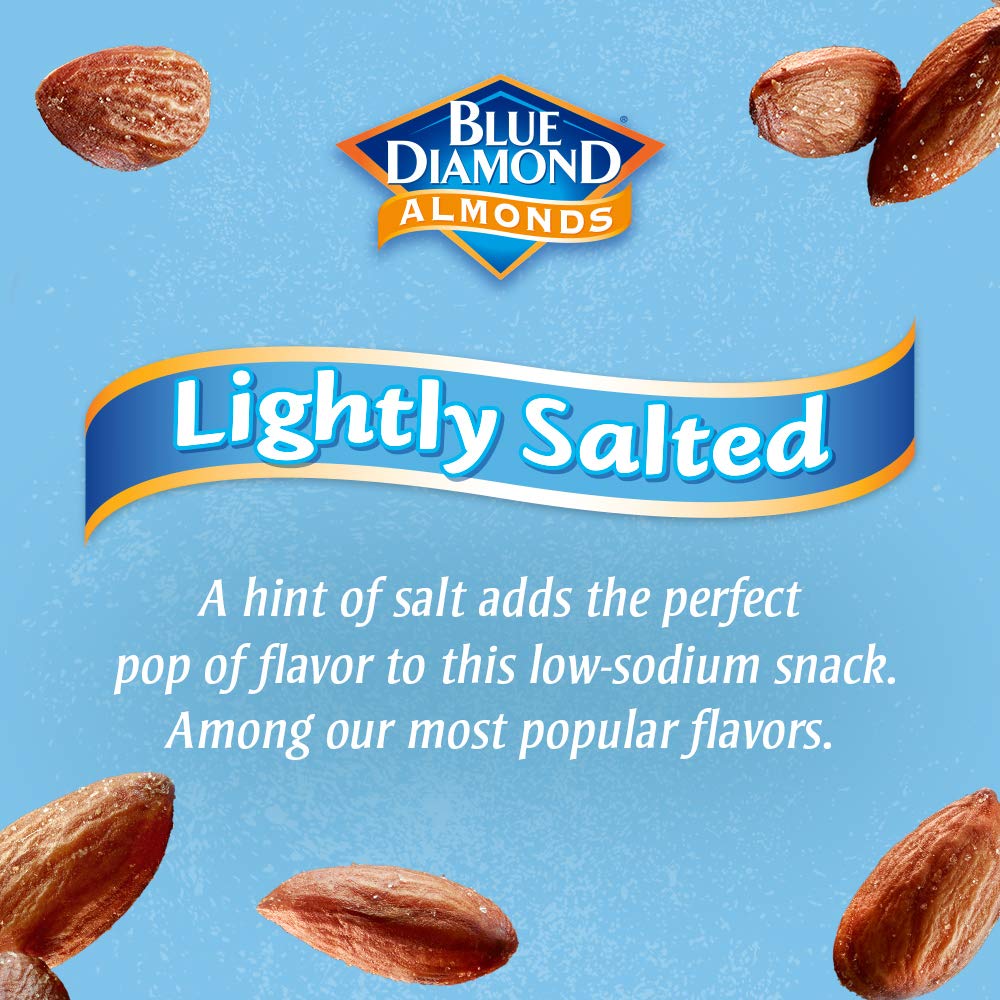 Blue Diamond Almonds Low Sodium Lightly Salted Snack Nuts, 16 Oz Resealable Bag (Pack of 1)