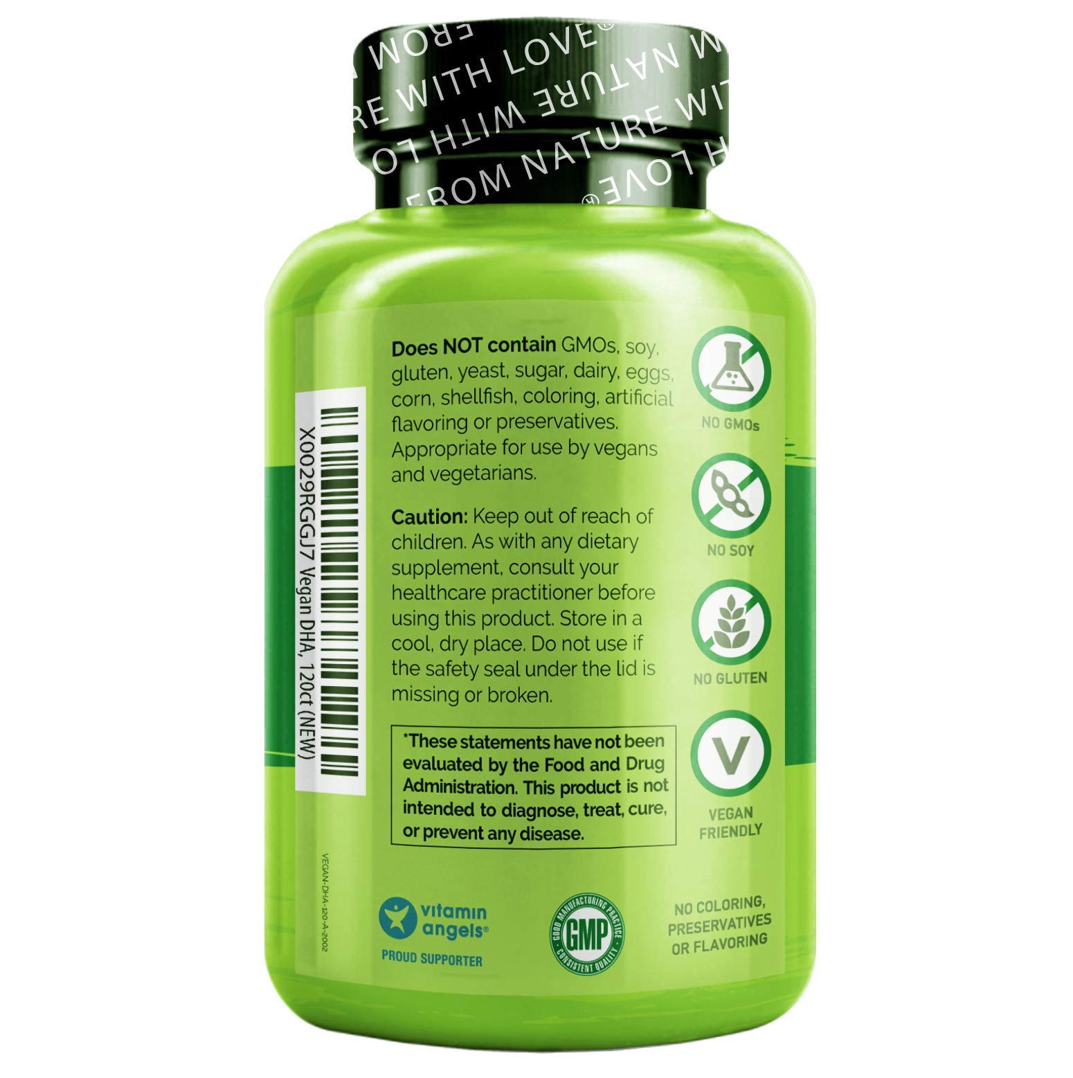 NATURELO Vegan DHA - Omega 3 Oil from Algae - Supplement for Brain, Heart, Joint, Eye Health - Provides Essential Fatty Acids for Women Men and Kids - Complements Prenatal Vitamins - 120 Softgels