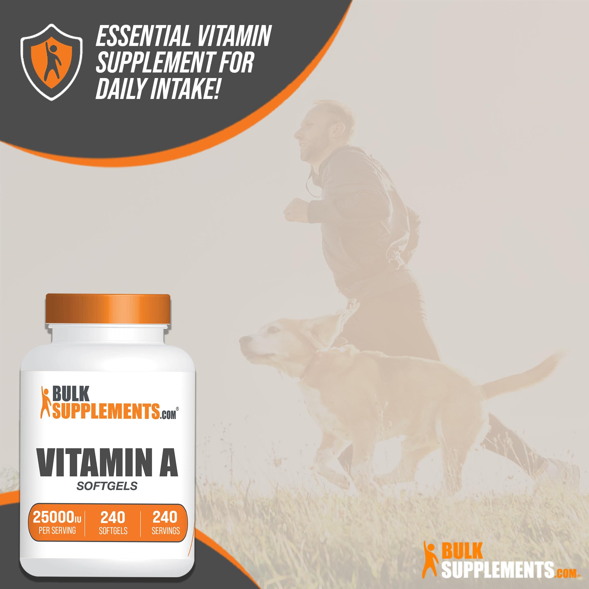 BULKSUPPLEMENTS.COM Vitamin A 25000 IU Softgels - Vitamin A Retinyl Palmitate, Vitamin A Pills - Vitamin A Supplement, Eye Supplements - Gluten Free, 1 Softgel per Serving, 240 Softgels