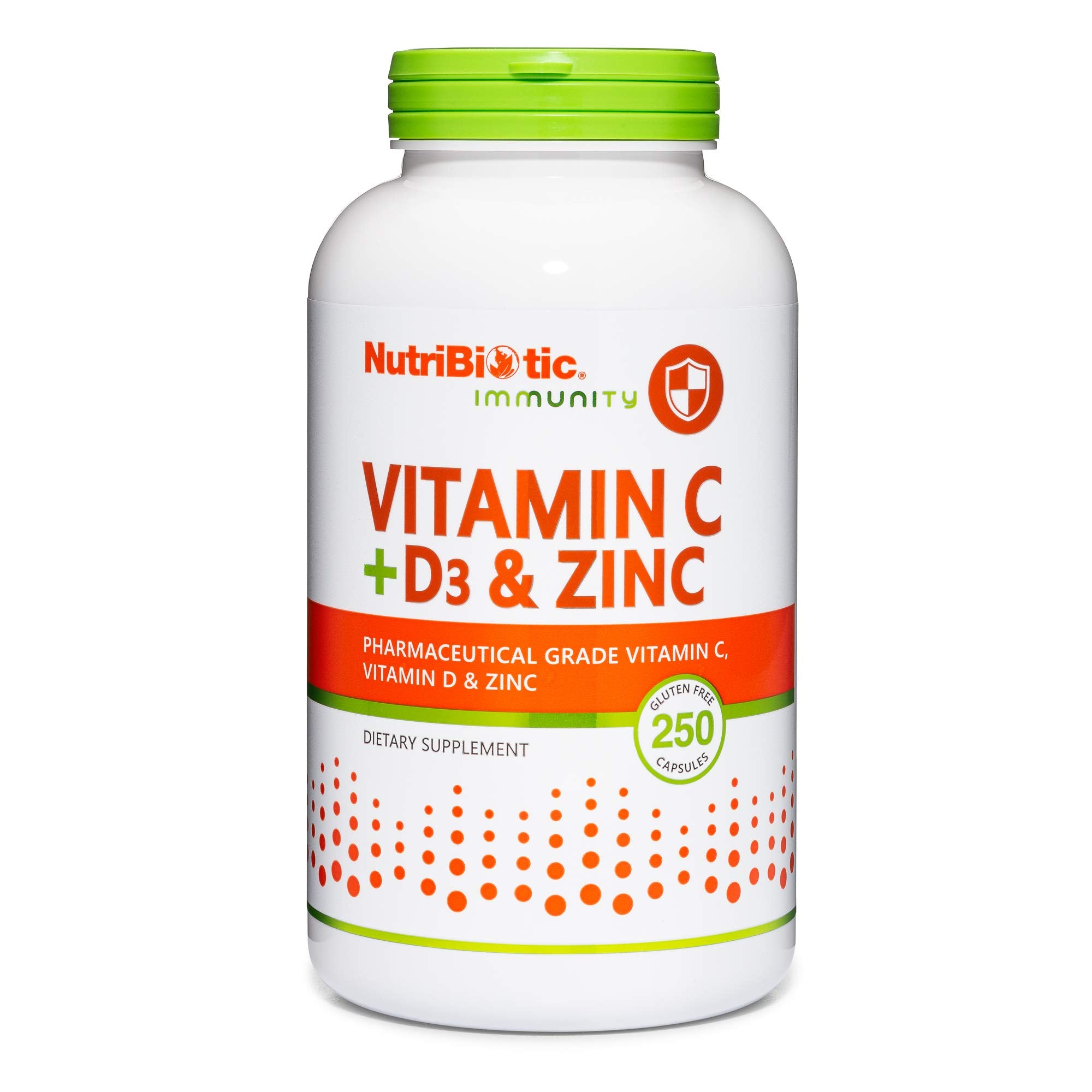 NutriBiotic – Vitamin C + Vitamin D3 & Zinc, 250 Capsules | Potent, Comprehensive Immune Support | Essential & Antioxidant Daily Supplement | Gluten & GMO Free