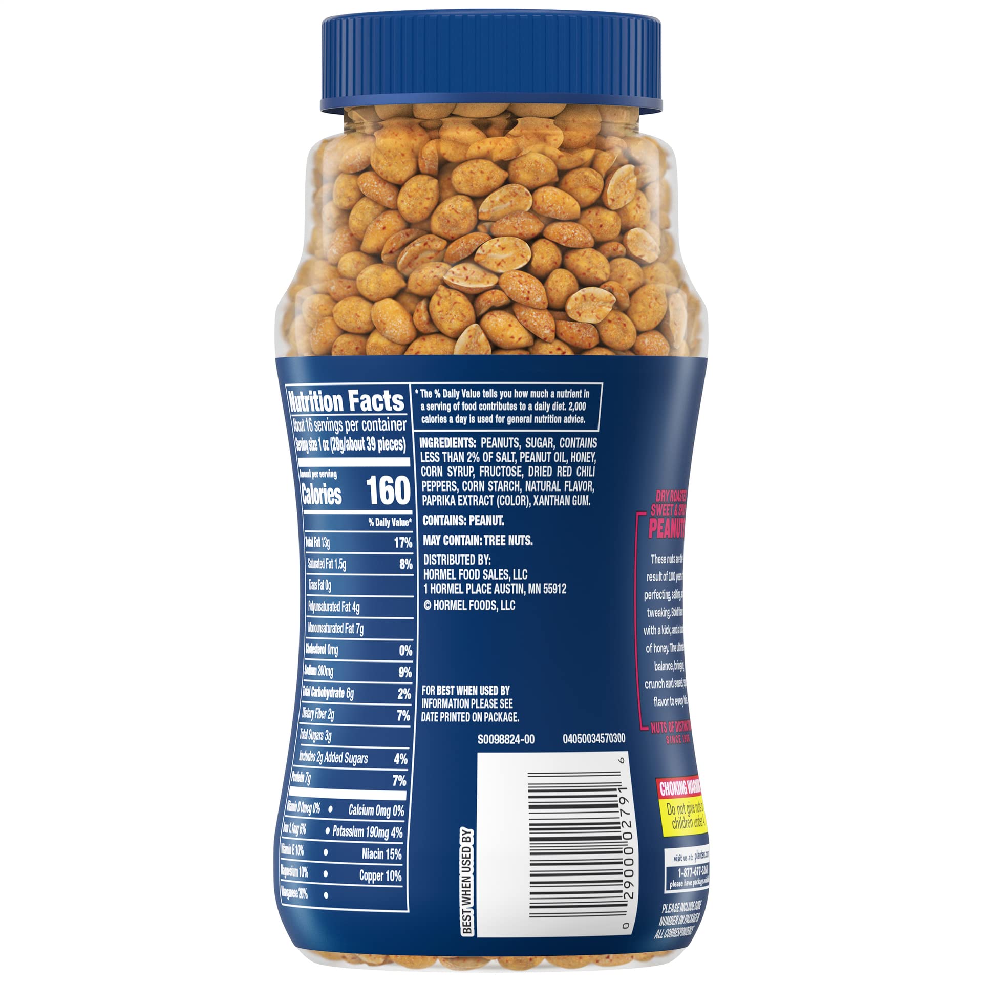 Planters Sweet and Spicy Dry Roasted Peanuts, 16 oz.
