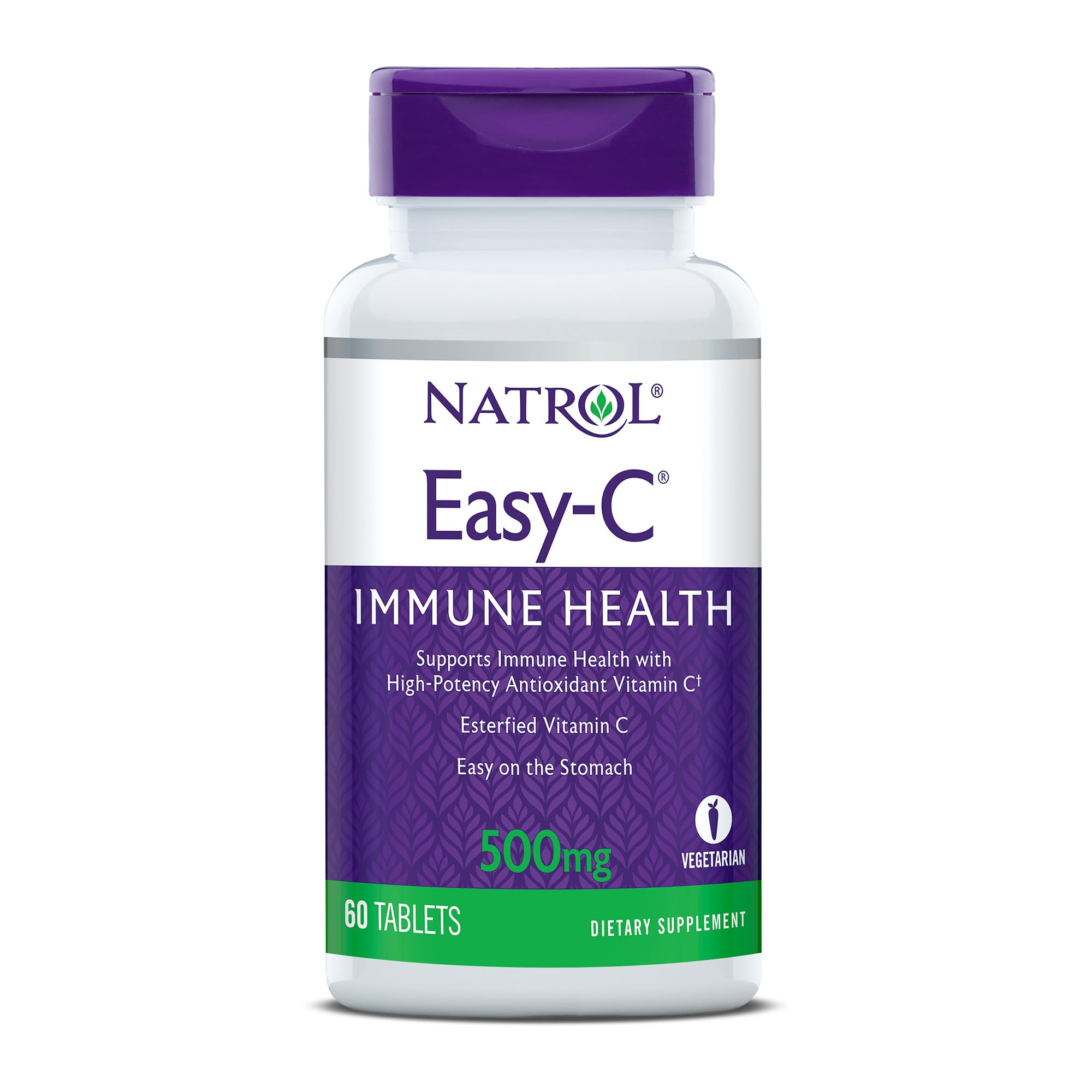 Natrol Easy-C Immune Health, Dietary Supplement, Supports Immune Health with High-Potency Antioxidant Vitamin C, Tablets, 500 mg, 60 Count