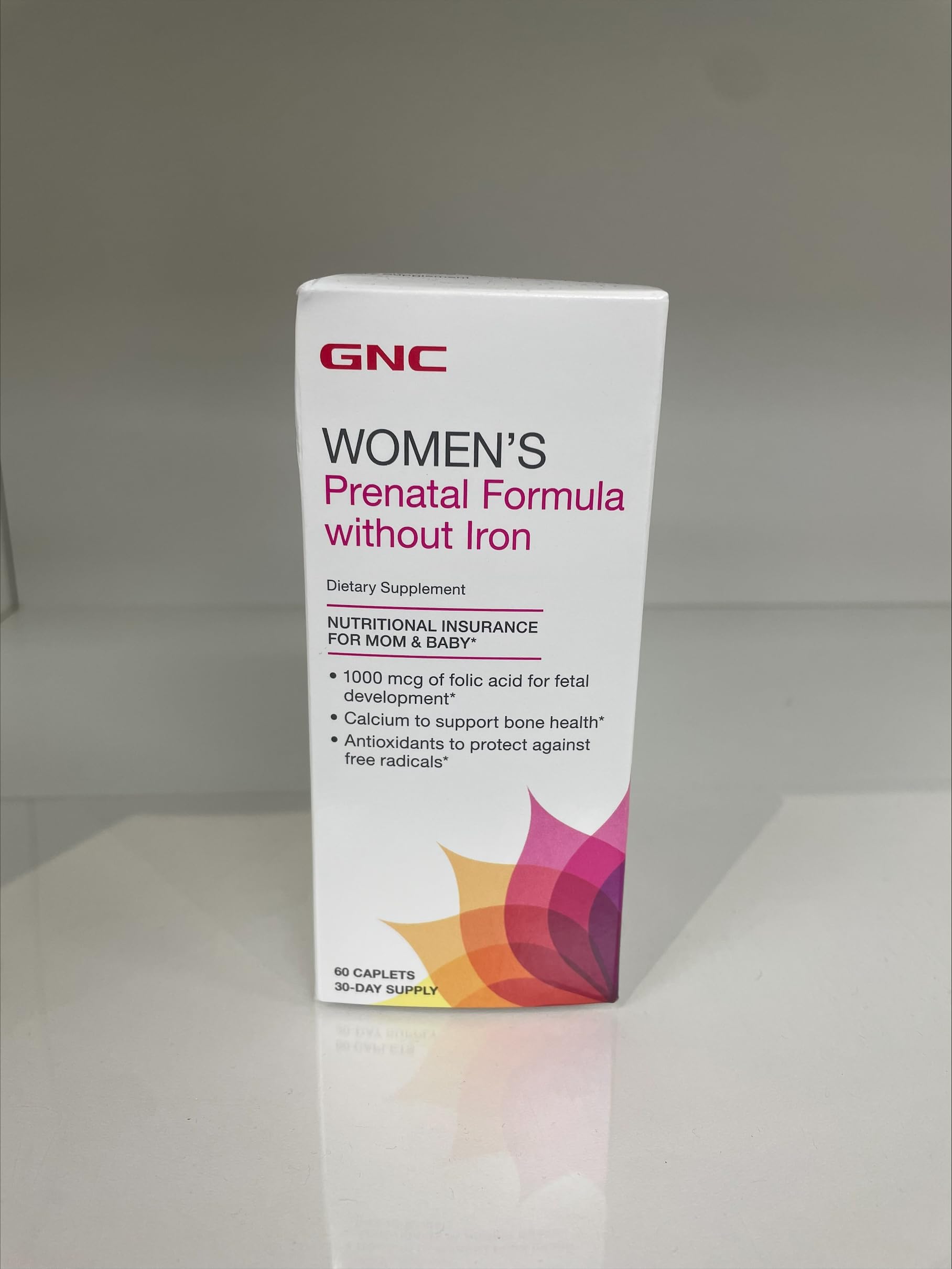 GNC Women's Prenatal Multivitamin Formula Without Iron | Support Pregnancy and Healthy Baby Development | Essential Nutrients Folic Acid, Zinc, Calcium Plus B Vitamins | 60 Caplets