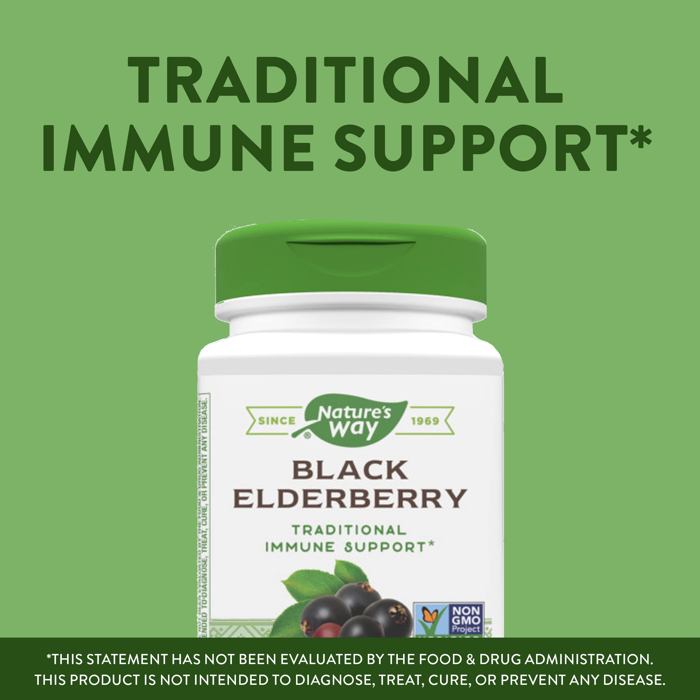 Nature's Way Black Elderberry, 1,150 mg per serving for Immune Support 100 Vegan Capsules