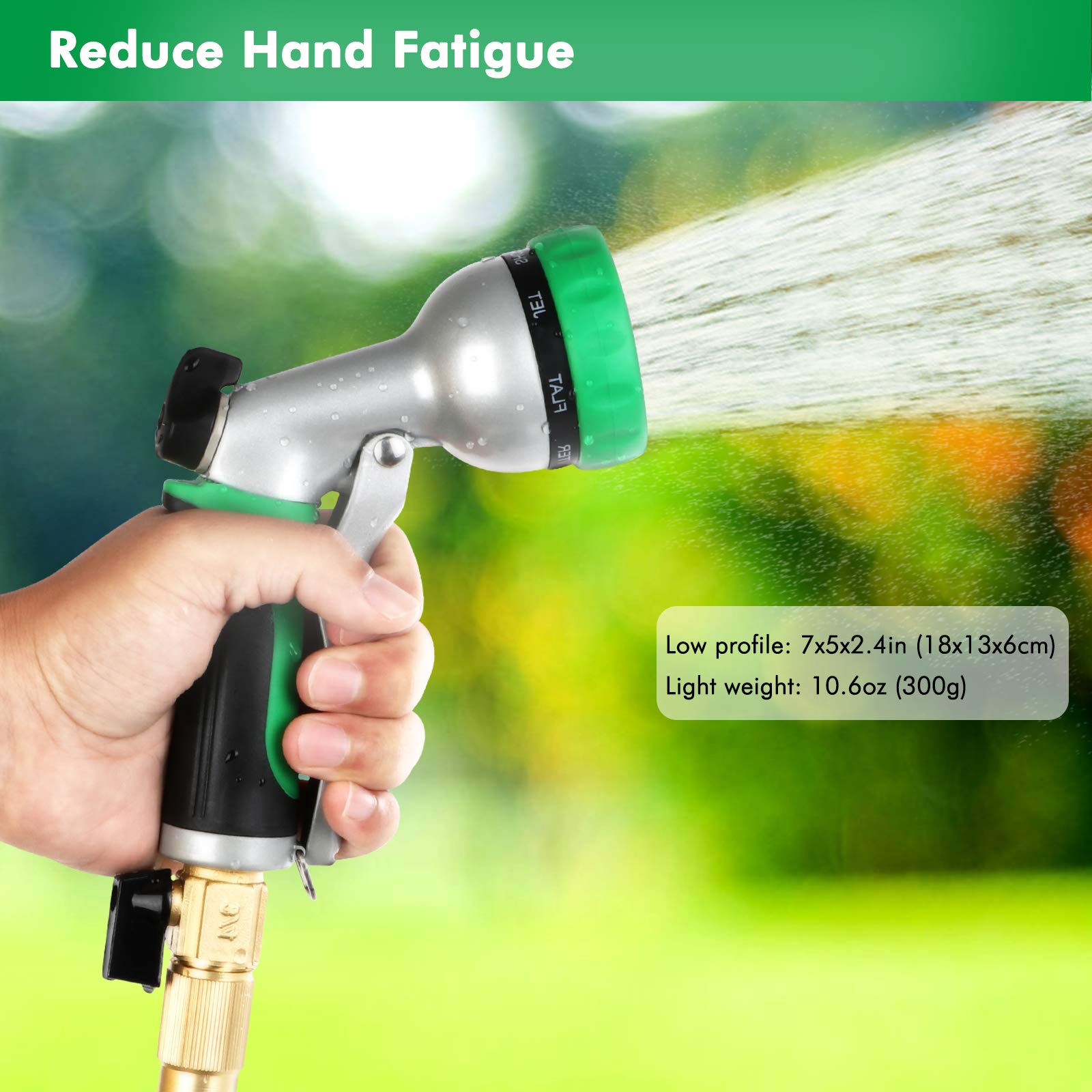 RESTMO Garden Hose Nozzle, Heavy Duty Metal Water Hose Nozzle with 7 Adjustable Spray Patterns, High Pressure Hand Sprayer with Flow Control, Best for Watering Plants & Lawns, Washing Cars & Pets