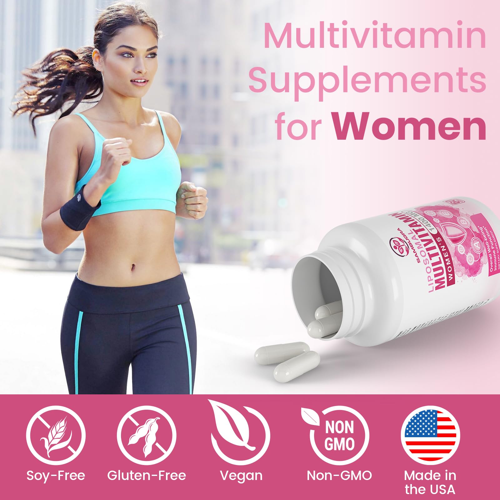 Liposomal Multivitamin for Women 1400MG - Womens Daily Multi Vitamins Supplements with Iron, Vitamin A, C, D, E and B Complex for Immune Health, Hair & Skin Support for Women 18+，120 Vegan Capsules