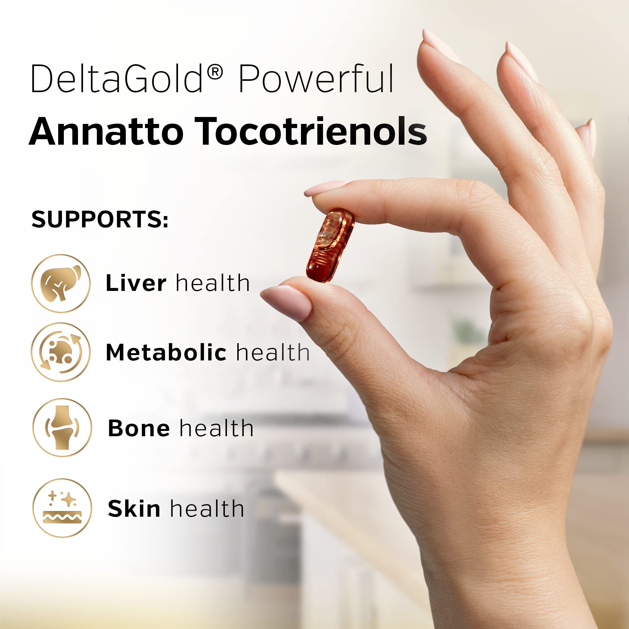 Sunergetic Premium Annatto Tocotrienol Supplement – with DeltaGold – Tocotrienols Vitamin E 300 mg – Supports Liver, Immune & Heart Health - Delta + Gamma Tocotrienols (30 Liquid Capsules)